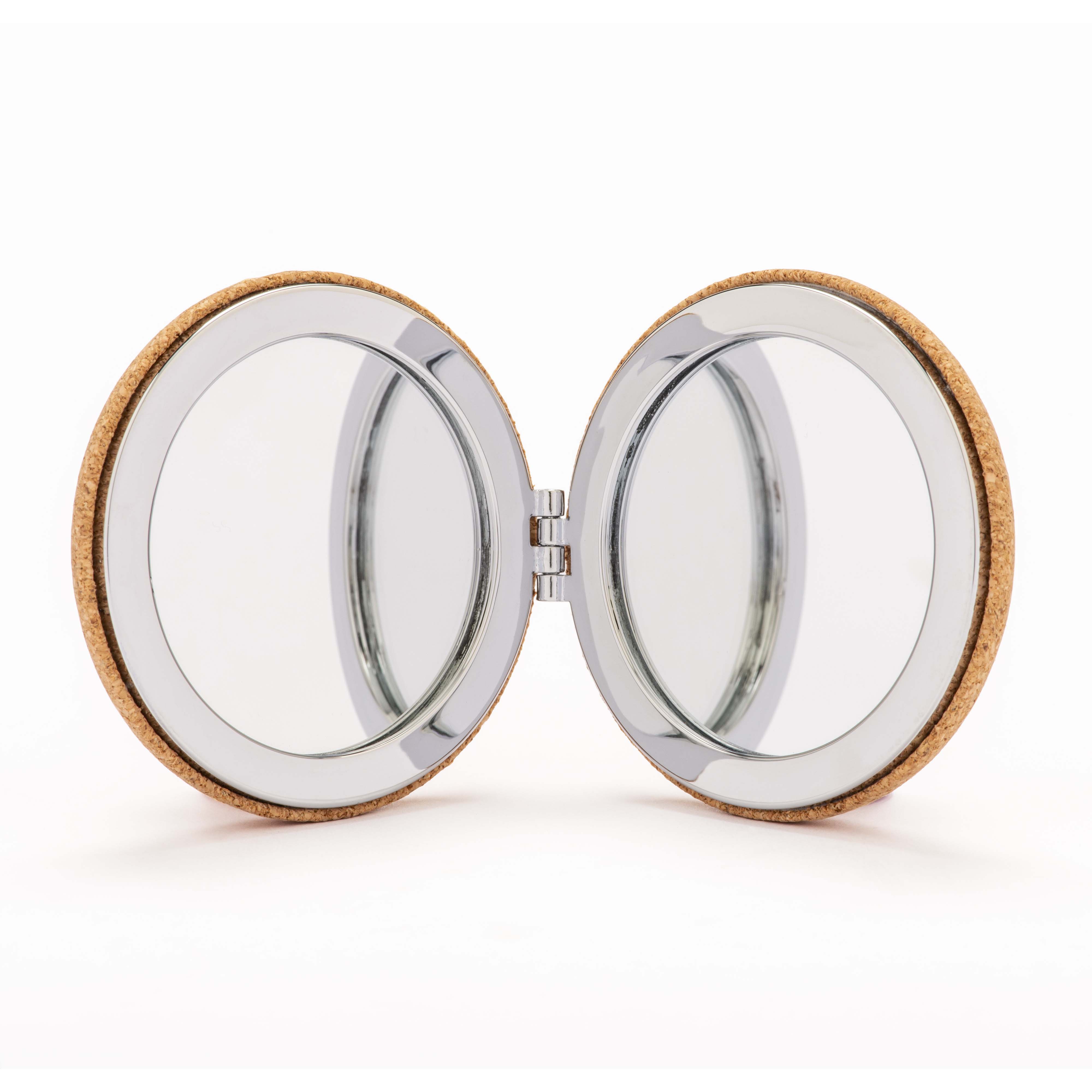 Cork mirror with double magnification Natural