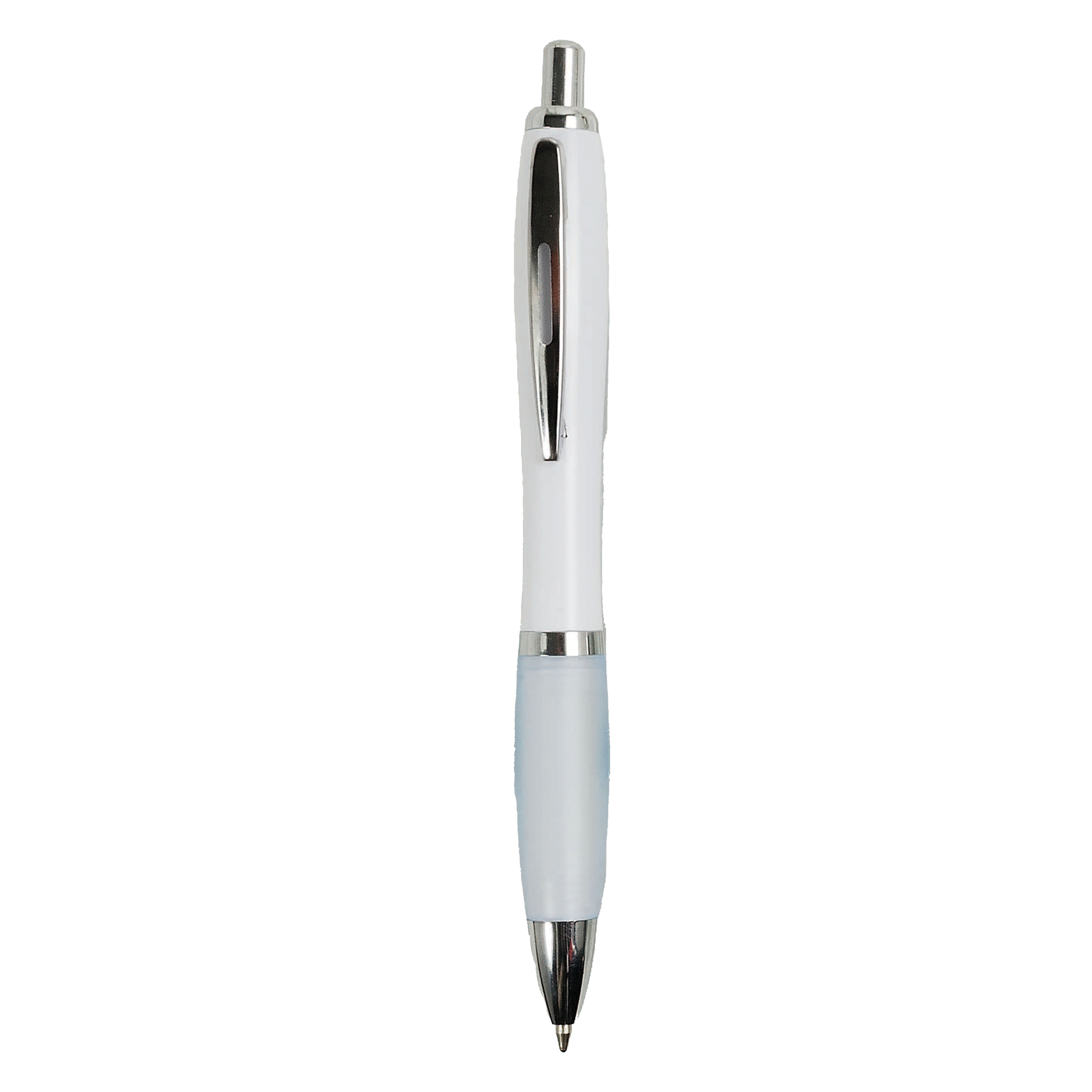 ABS plastic snap pen with white barrel, Italian flag-coloured grip and metal clip White