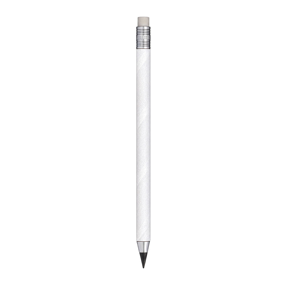 Long-lasting coloured recycled paper pencil with eraser White