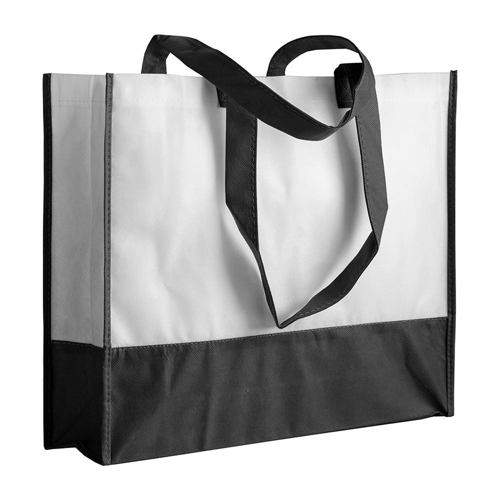 80 g/m2 non-woven fabric shopping bag with gusset and long handles Black