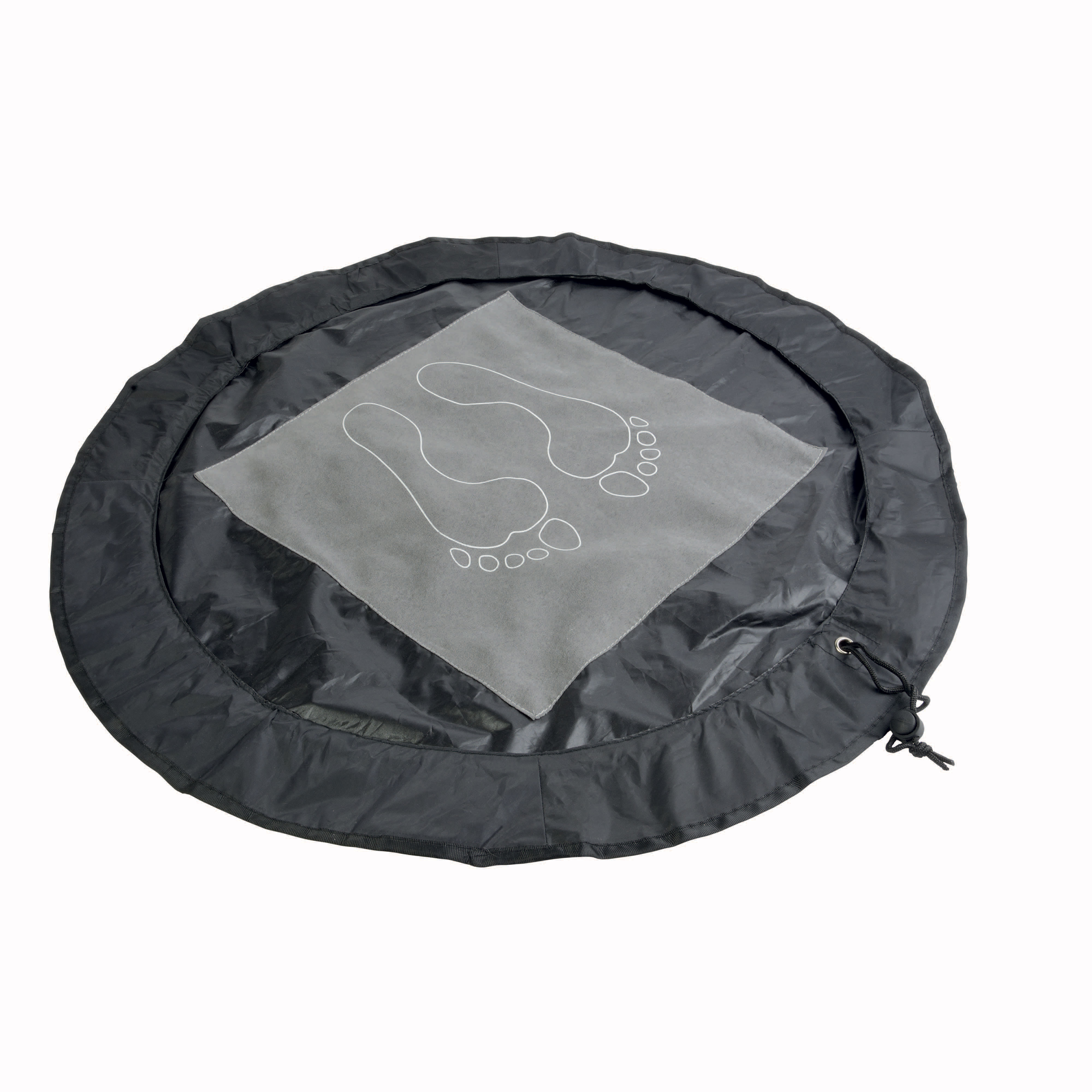 Polyester foot mat. Can be folded and turned into a bag for damp clothes (65 cm diameter w Black