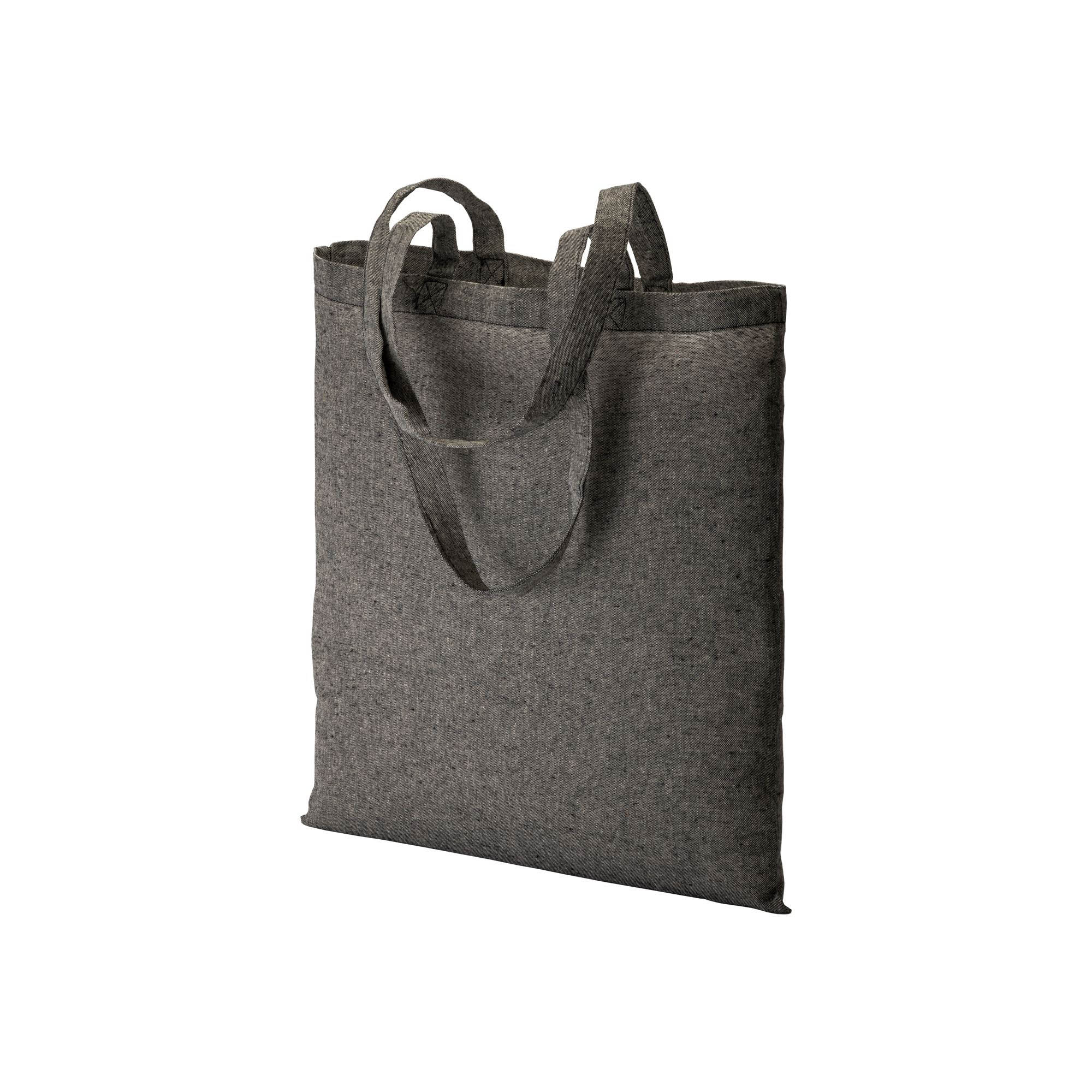 150 g/m2 recycled cotton shopping bag, melange effect, long handles Black