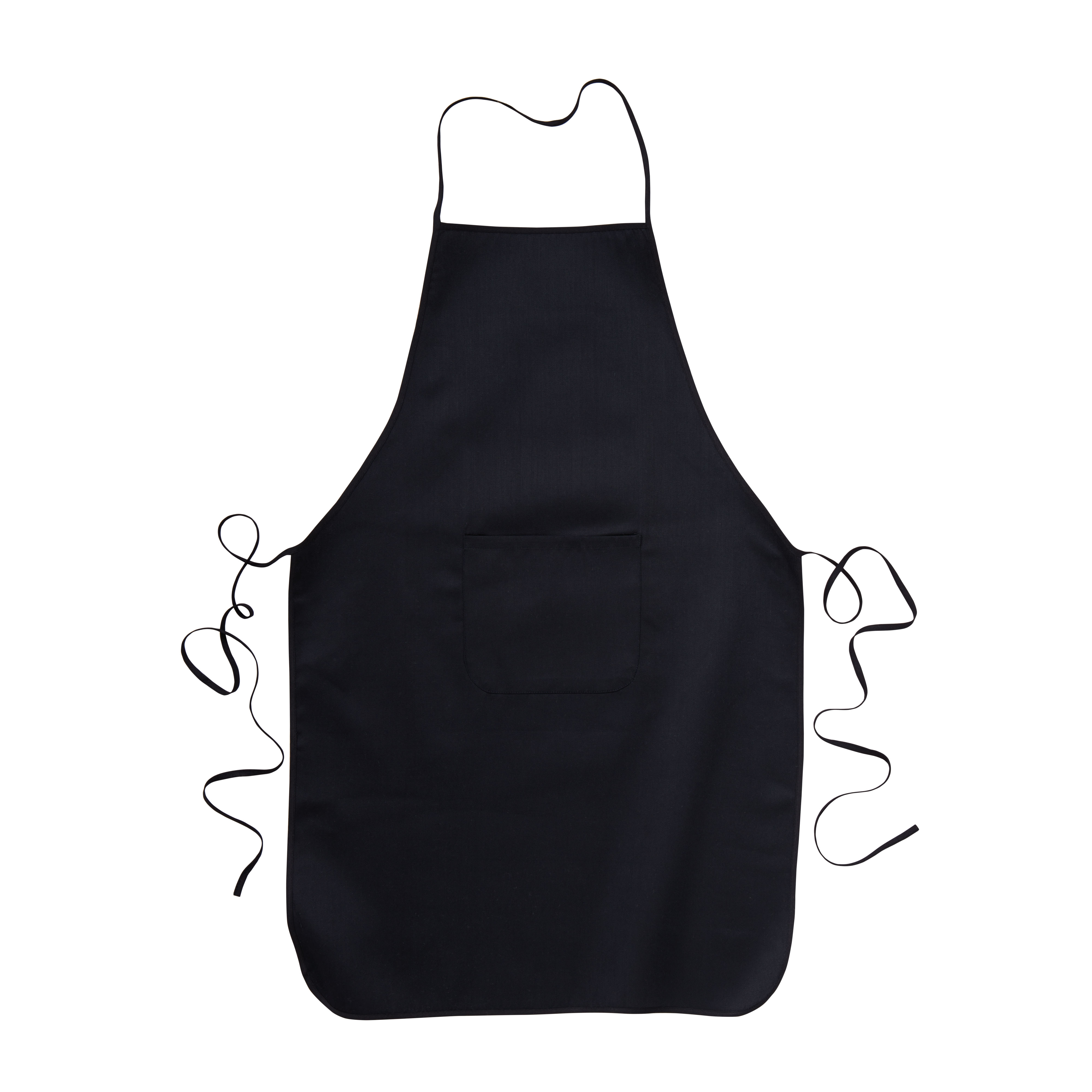 30% cotton/70% polyester (180 g/m2) long cooking apron with front pocket, 60 x 92 cm Black