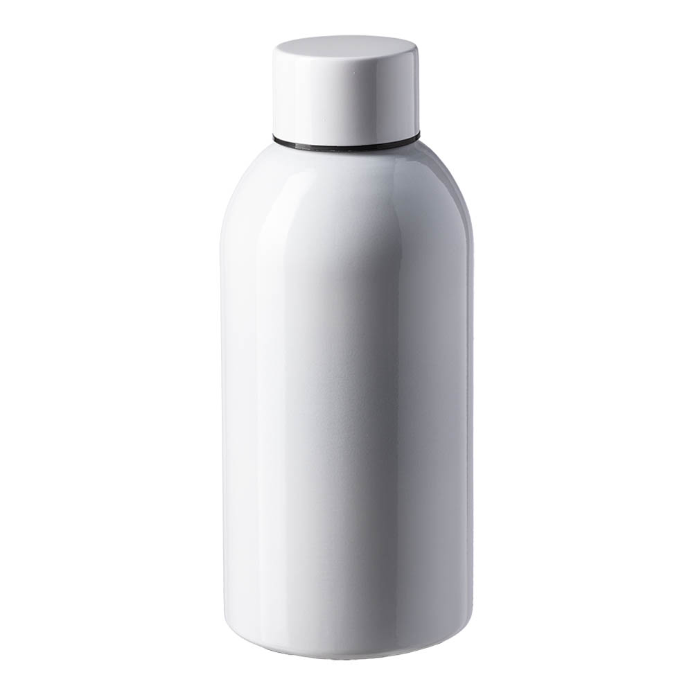 Bottle in recycled stainless steel 500 ml. Stainless steel cap White