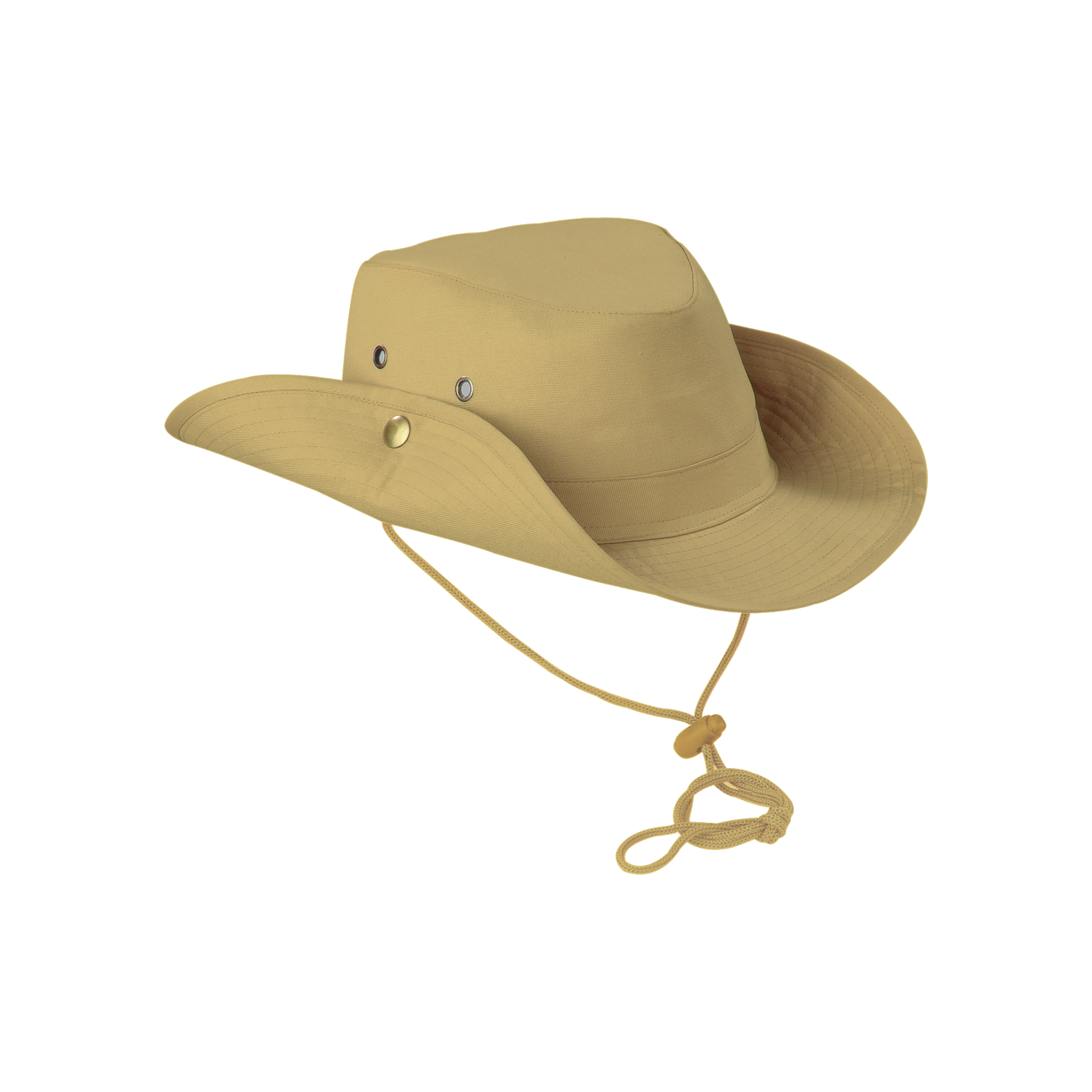 Polyester safari wide-brimmed hat with ventilation eyelets, adjustable brim Natural