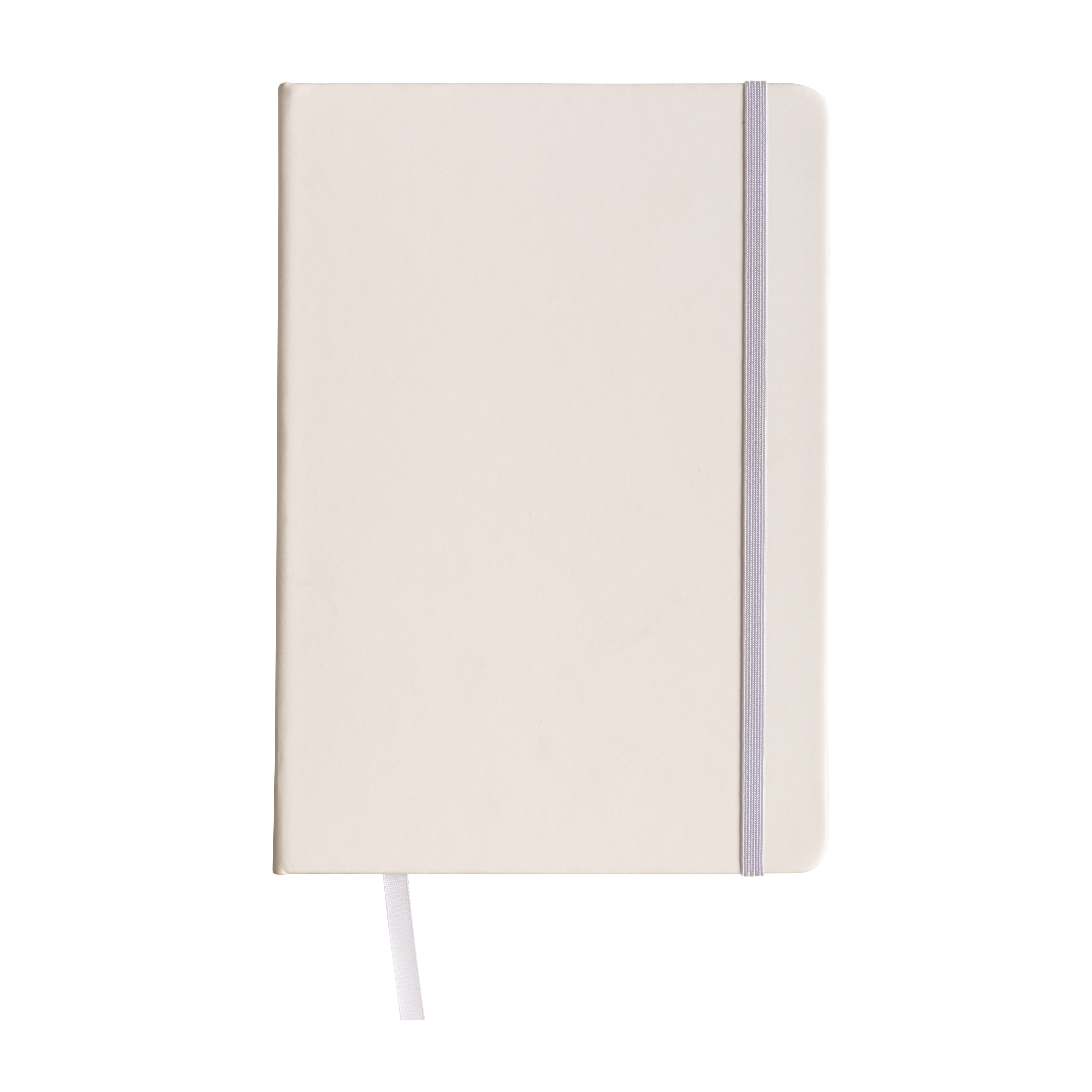PU notebook with coloured elastic, squared sheets (80 pages), satin bookmark White
