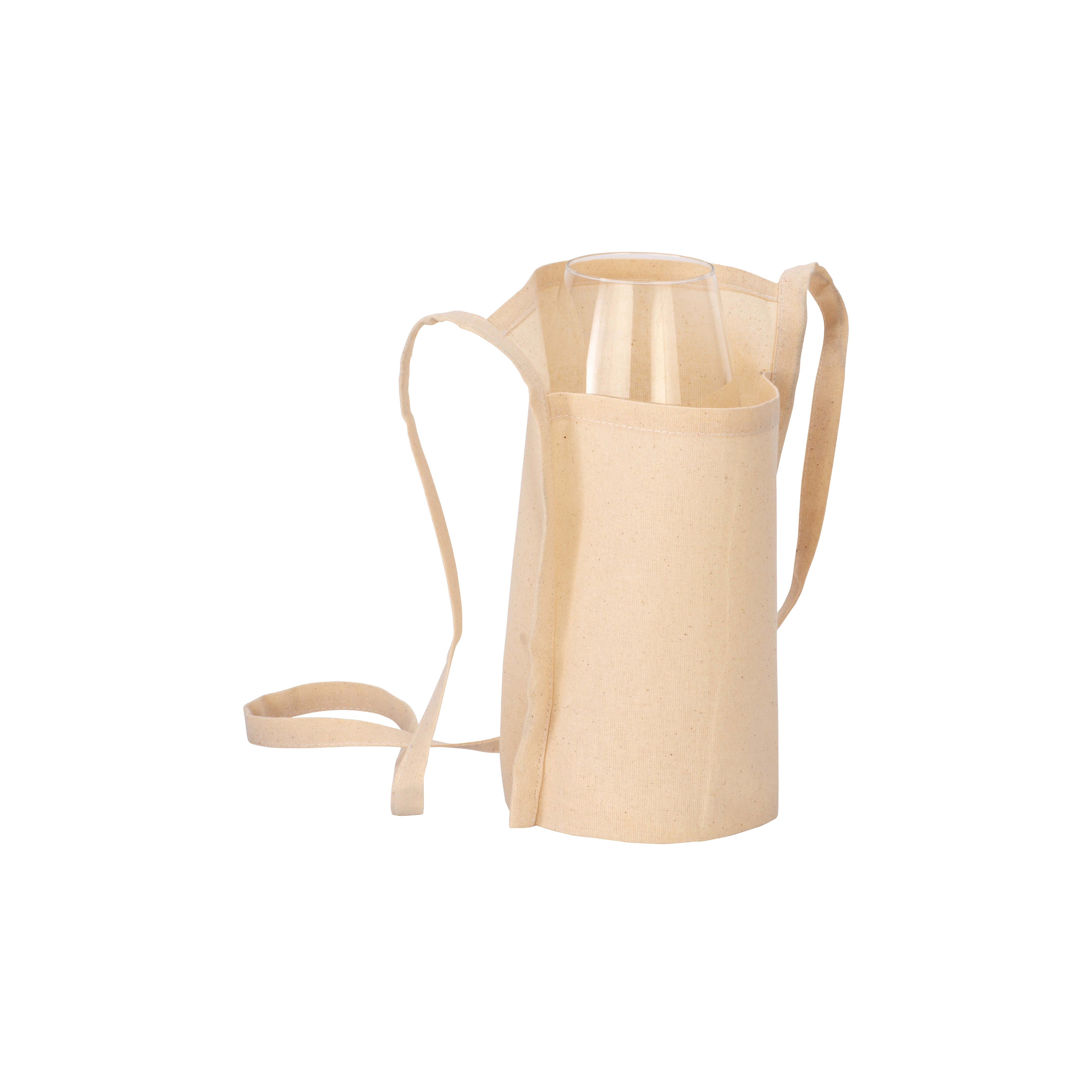 Tasting glass holder in organic cotton 150g/m2, with 90 cm string. Natural