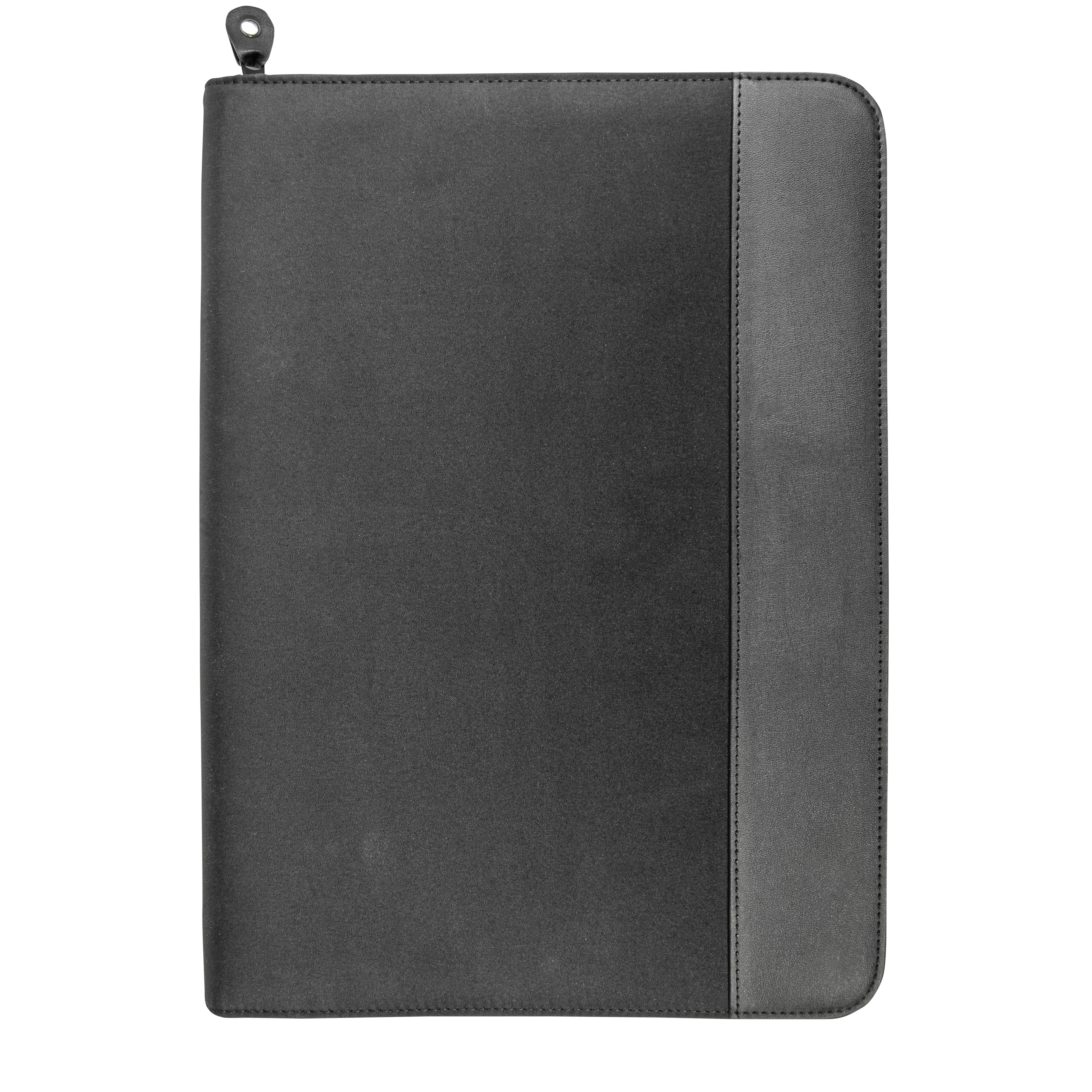 Microfibre and leatherette briefcase. Ring binder Black