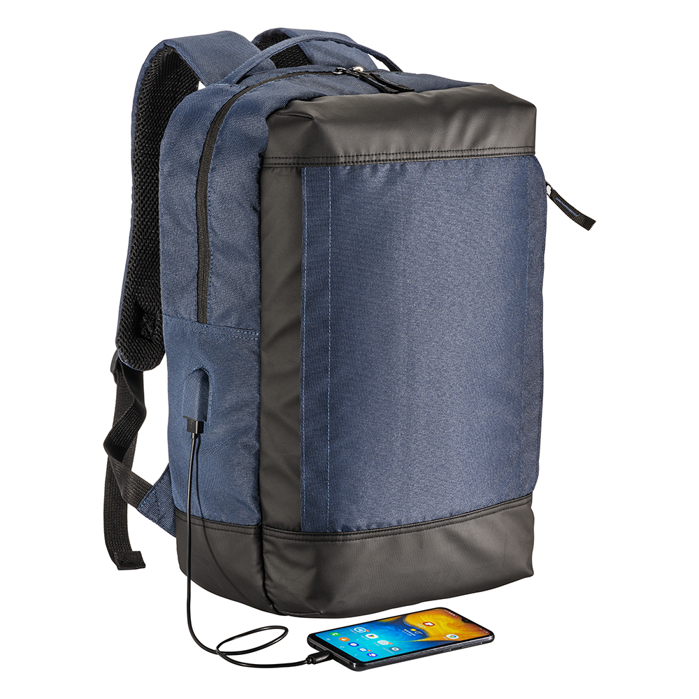 Recycled polyester laptop backpack with ecological dyeing Blue
