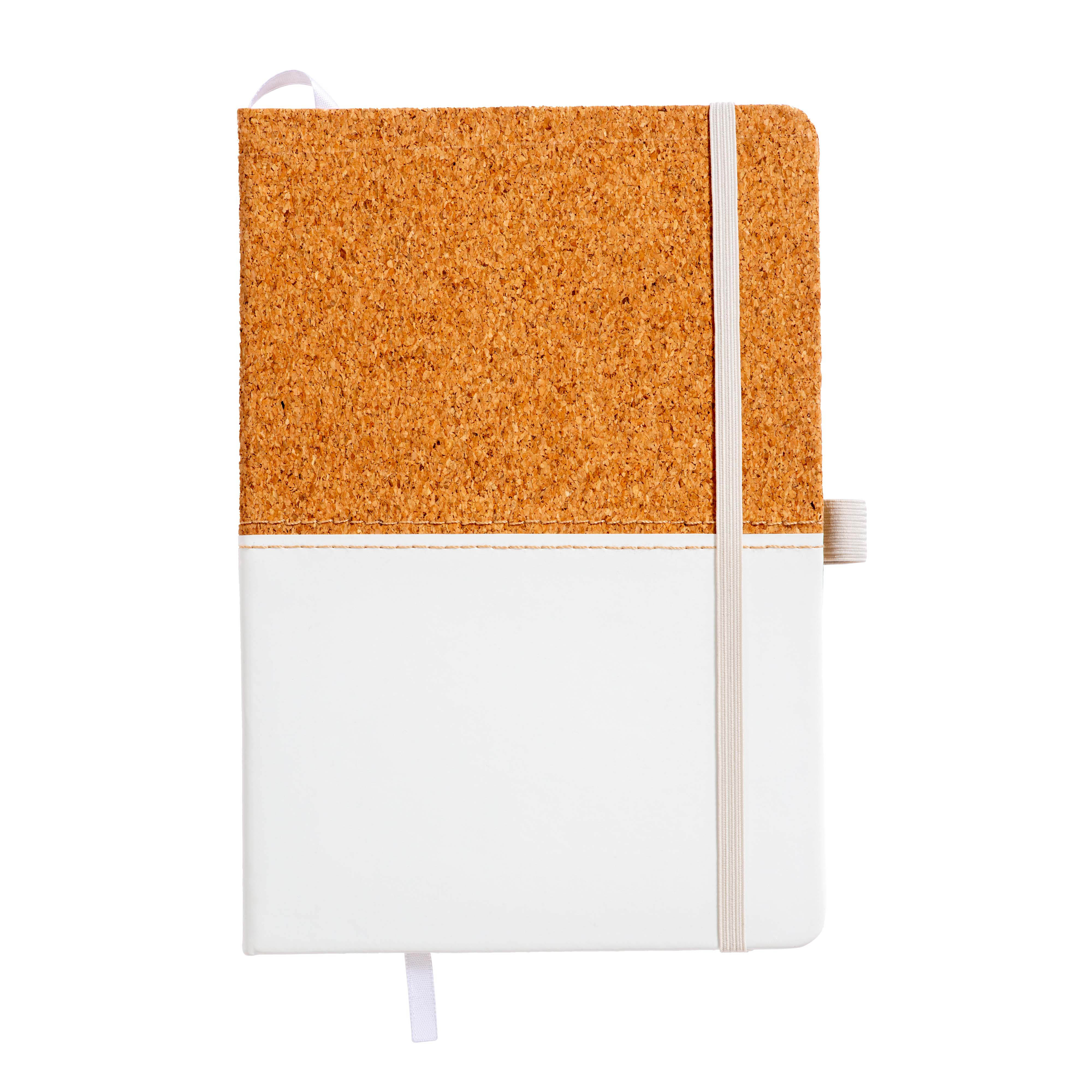 Notebook in cork and PU, lined sheets 80 pages 70 gr. in ivory color. White
