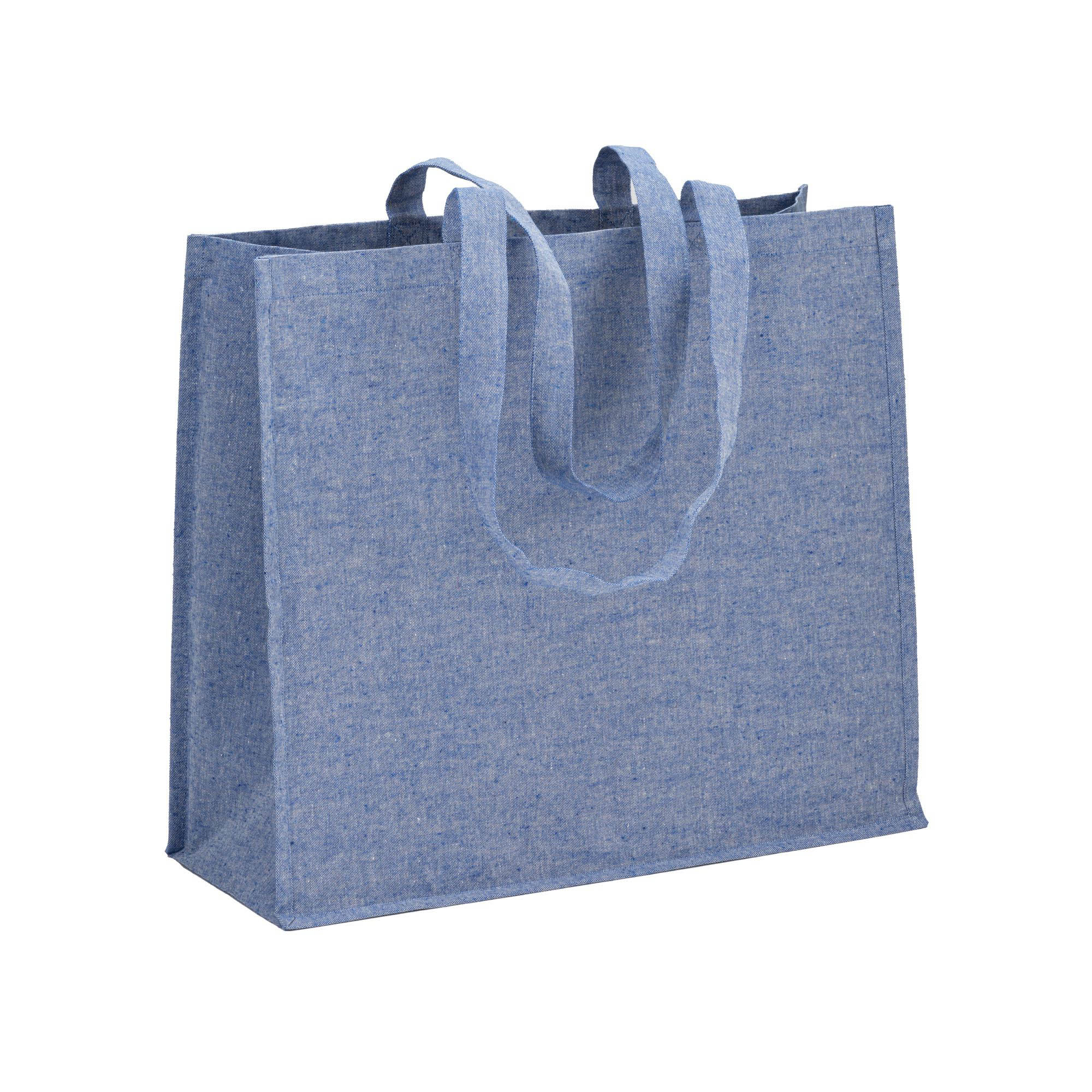 120 g/m2 recycled cotton shopper with PP inner coating, long handles and gusset Royal