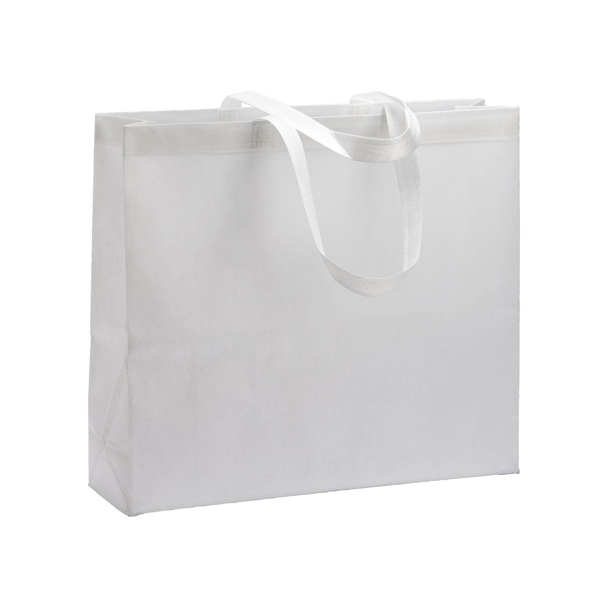 80 g/ m2 R-pet heat-sealed shopping bag with gusset White