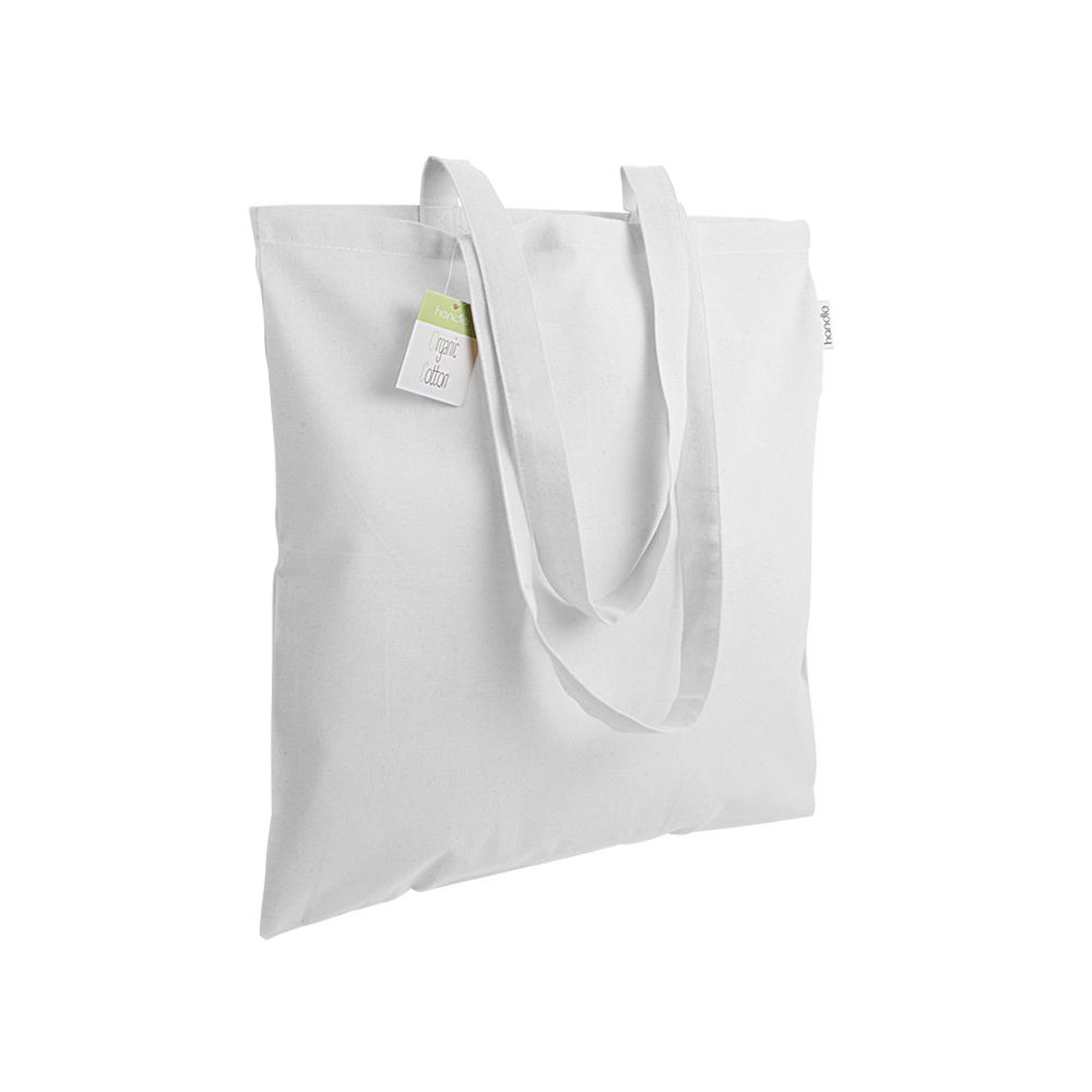 140 g/m2 organic cotton shopping bag, long handles White