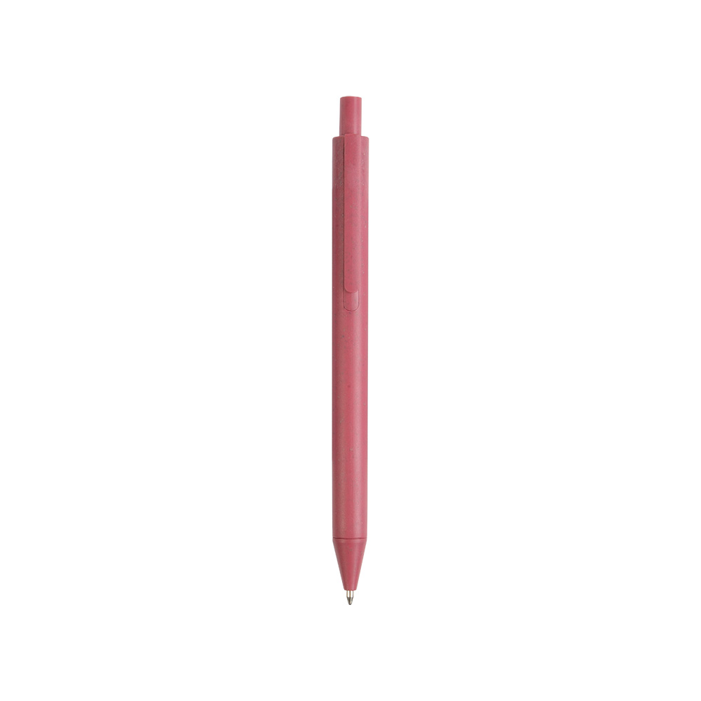 Wheat straw (50%) and PP (50%) push button ball pen Red