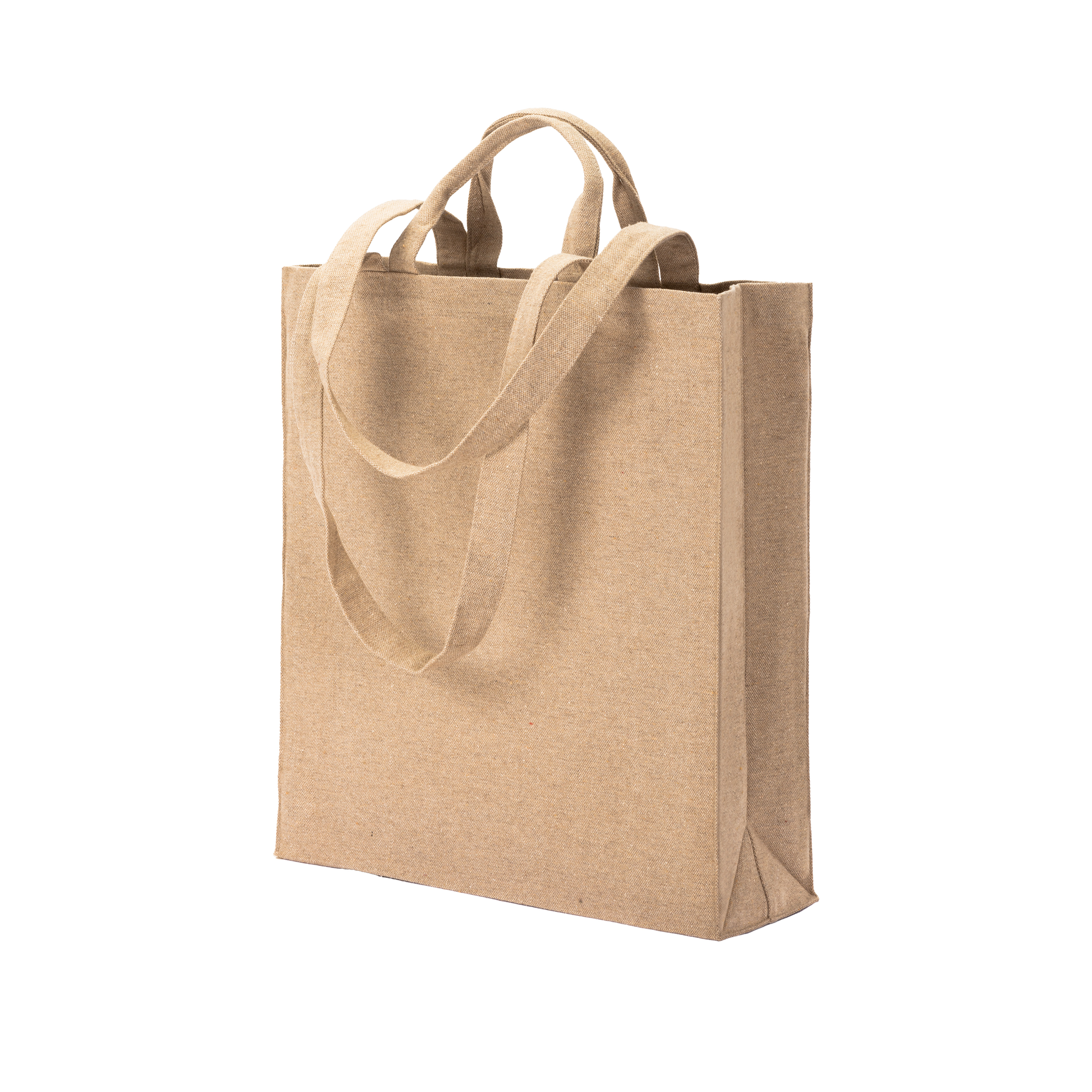 280 g/m2 recycled cotton shopping bag with gussets and doubles handles Natural