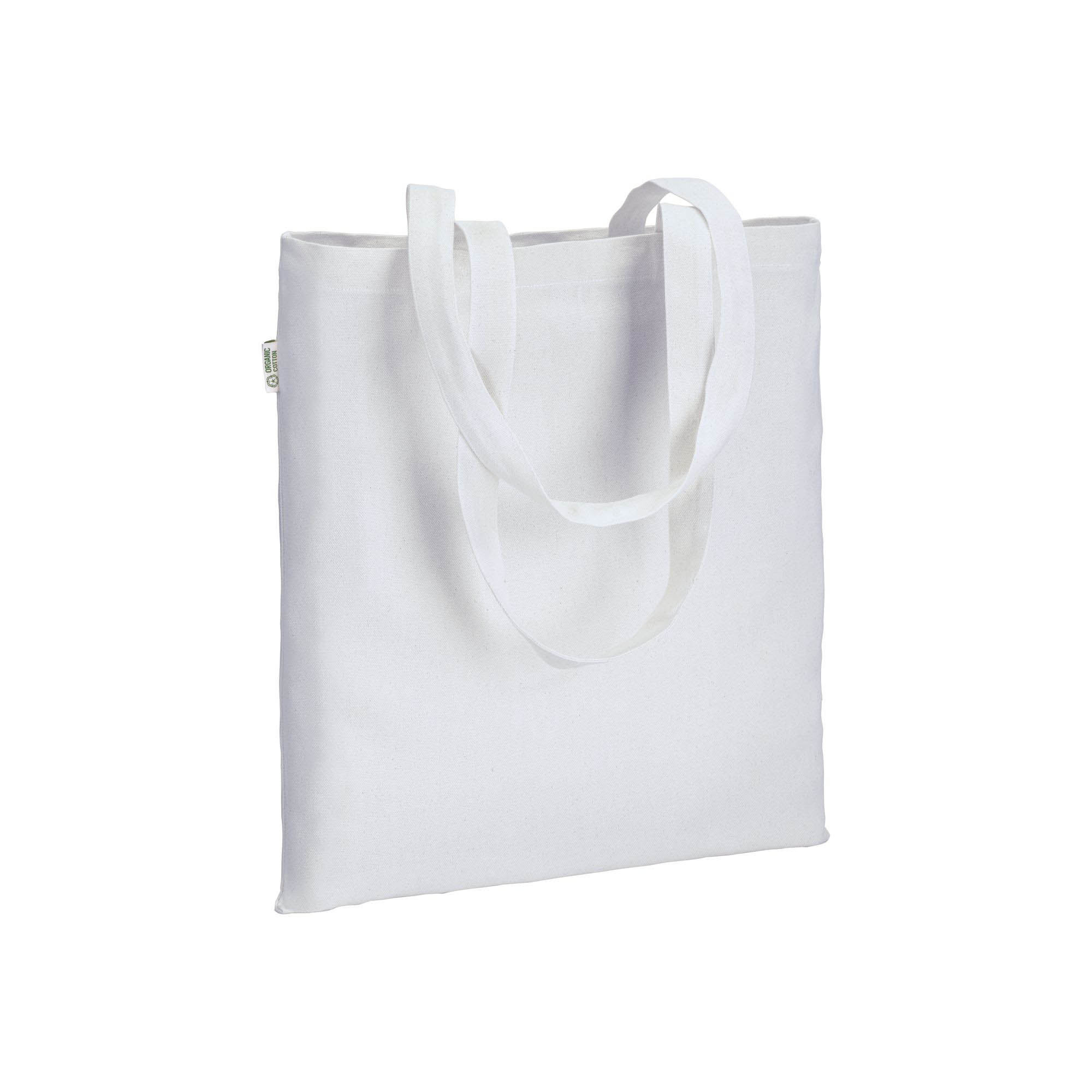 220/g m2 organic cotton shopping bag, long hanles White