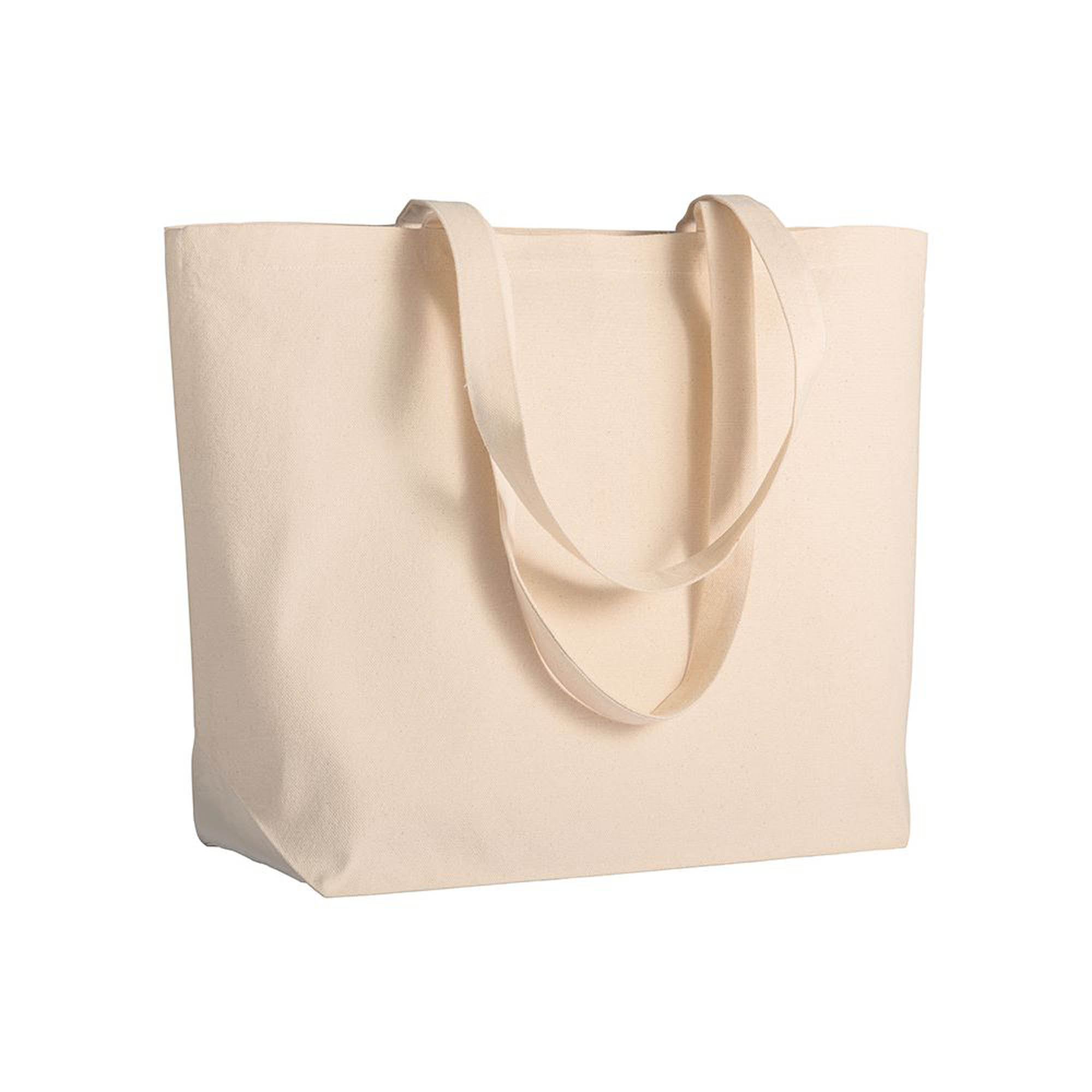 280 g/m2 cotton shopping bag, long handles and bottom gusset Natural