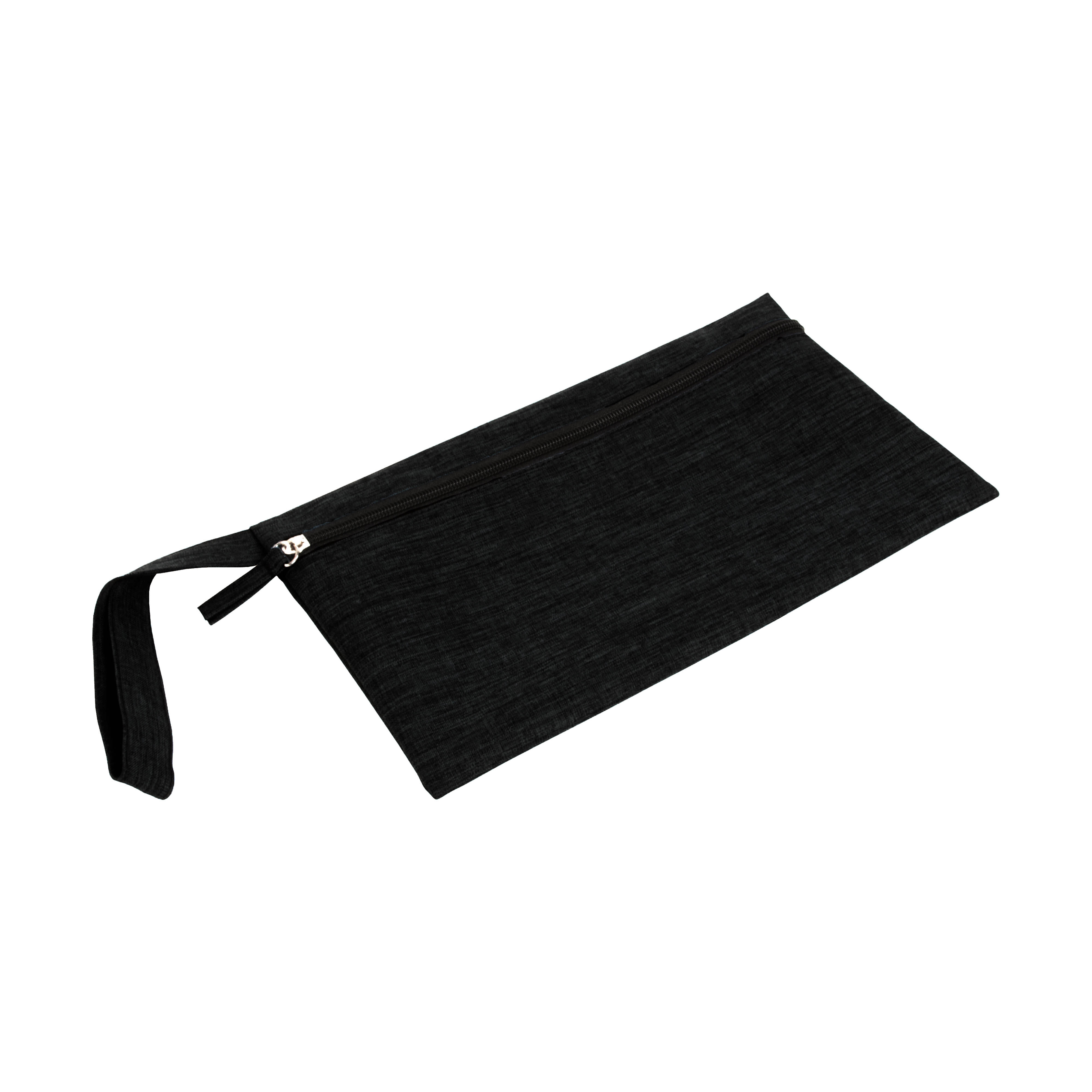 900D polyester document holder with mélange effect, convenient handle and zipper closure Black