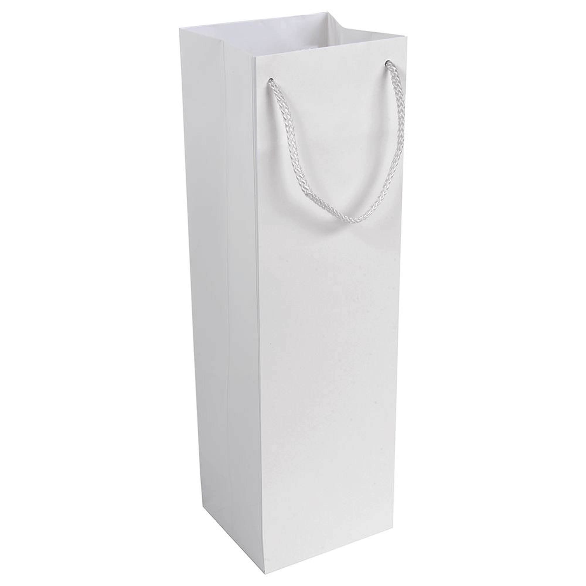 157 g/m2 matte laminated paper bottle shopping bag with gusset and bottom reinforcement White
