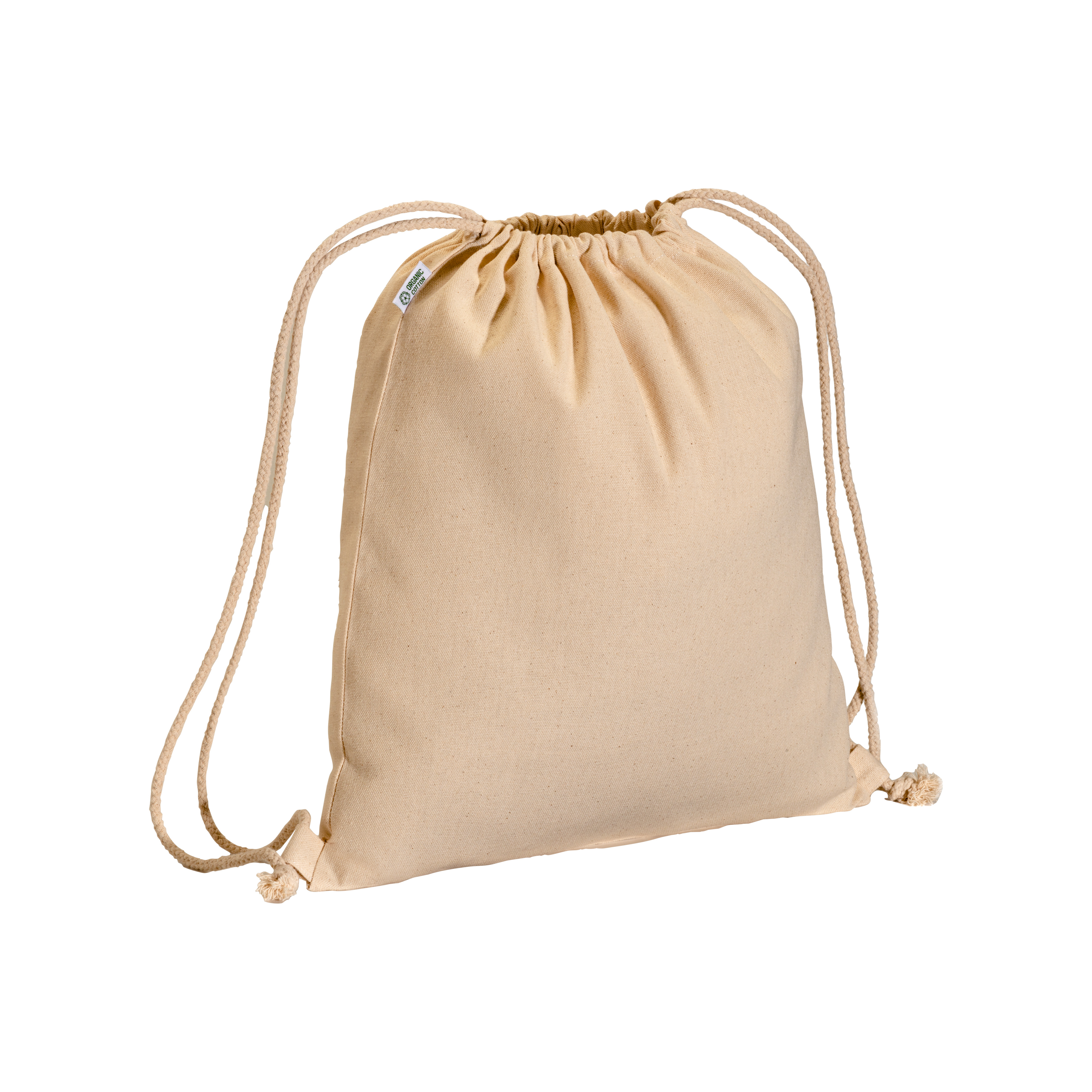 220 g/m2 Organic cotton backpack, with drawstring closure Natural