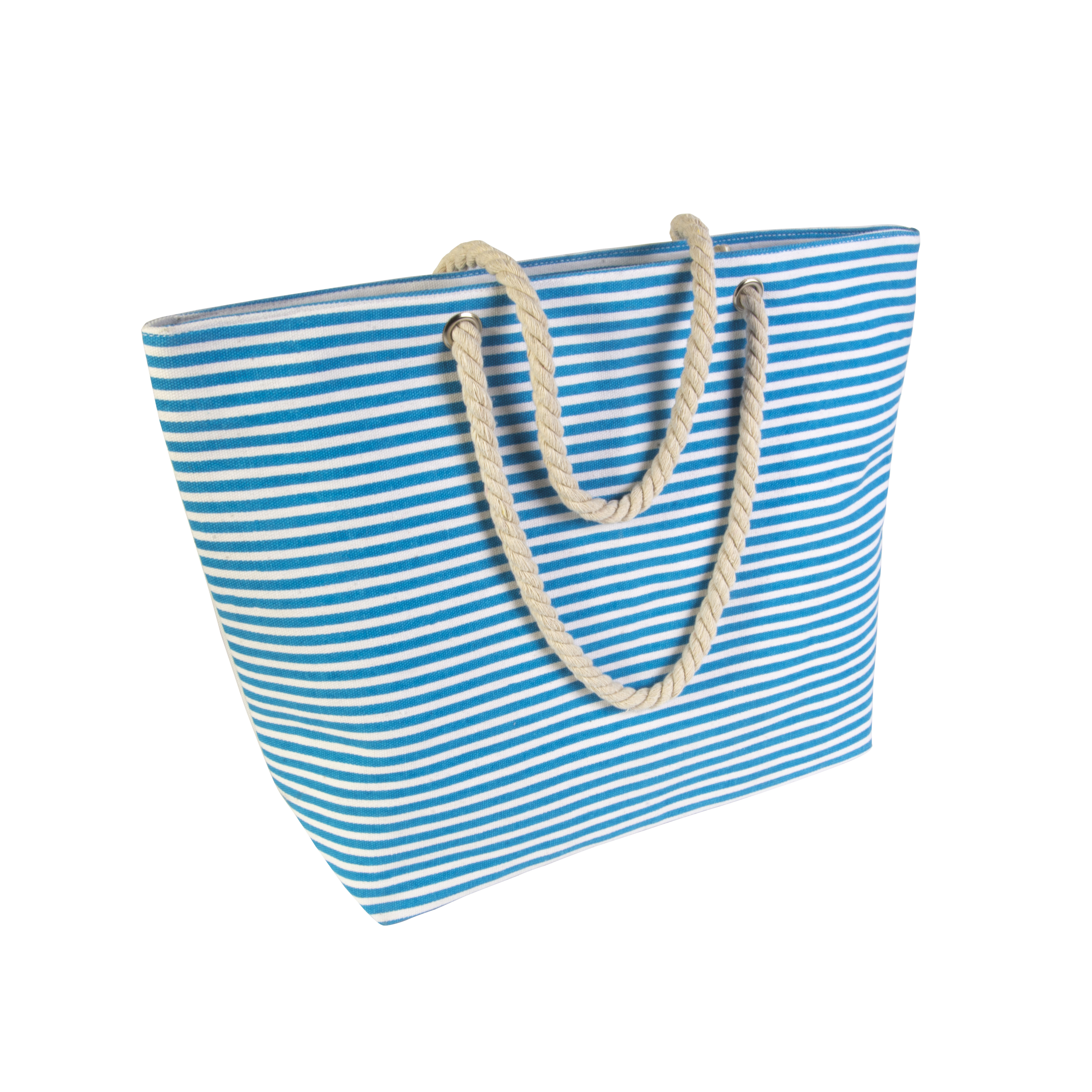 Polyester beach bag with bottom gusset and zippered closure Sky blue