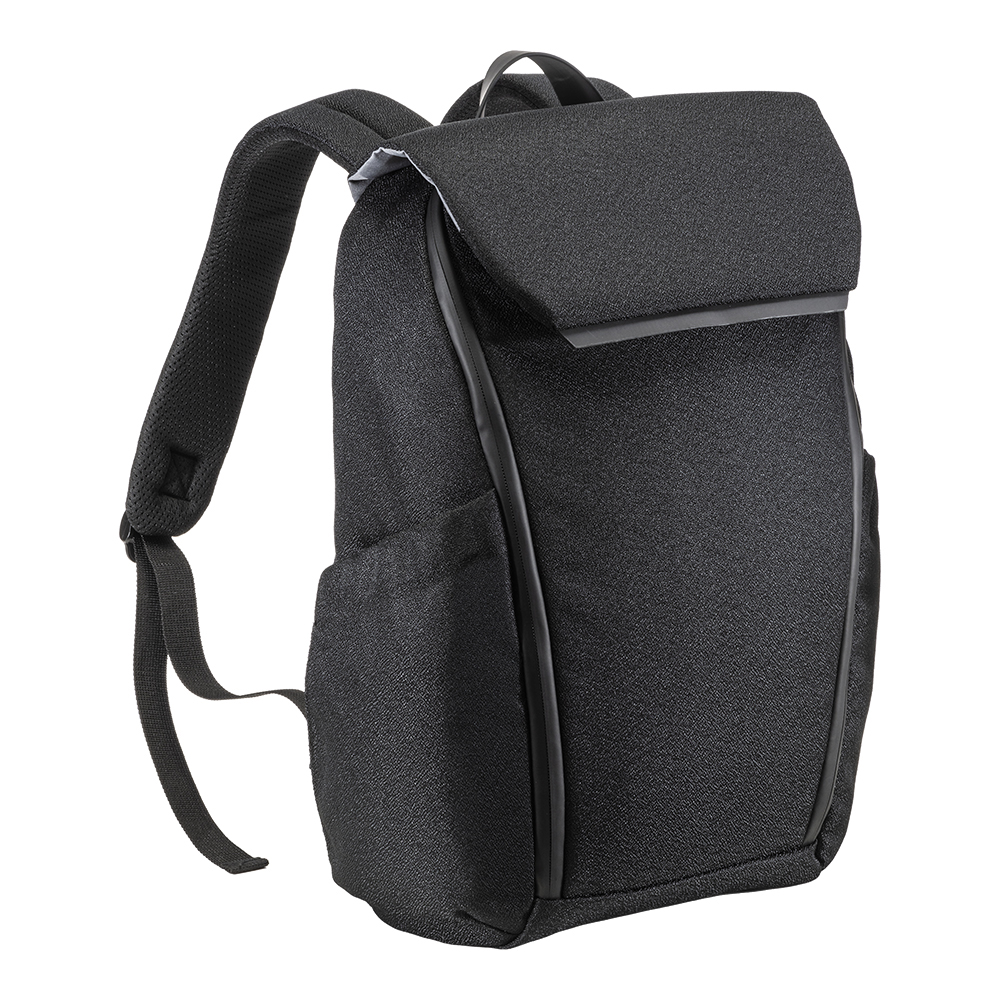 Laptop backpack (15) in recycled 600D jacquard polyester (R-PET inner lining) Black