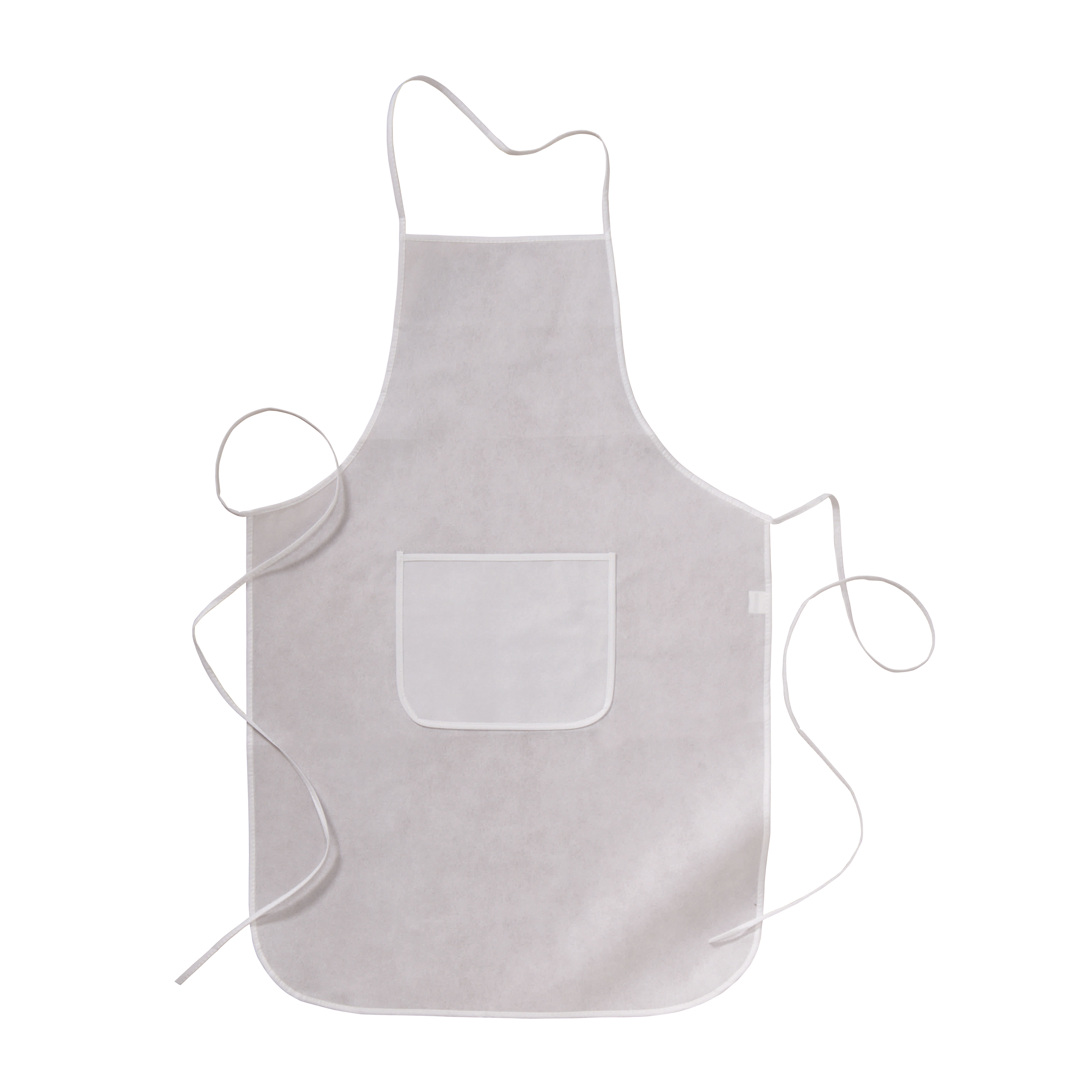 Non-woven fabric (80 g/m2) long cooking apron with front pocket, 60 x 90 cm White