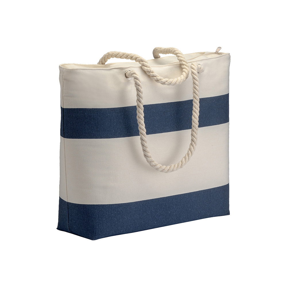 280 g/m2 recycled cotton beach bag Beige-blue
