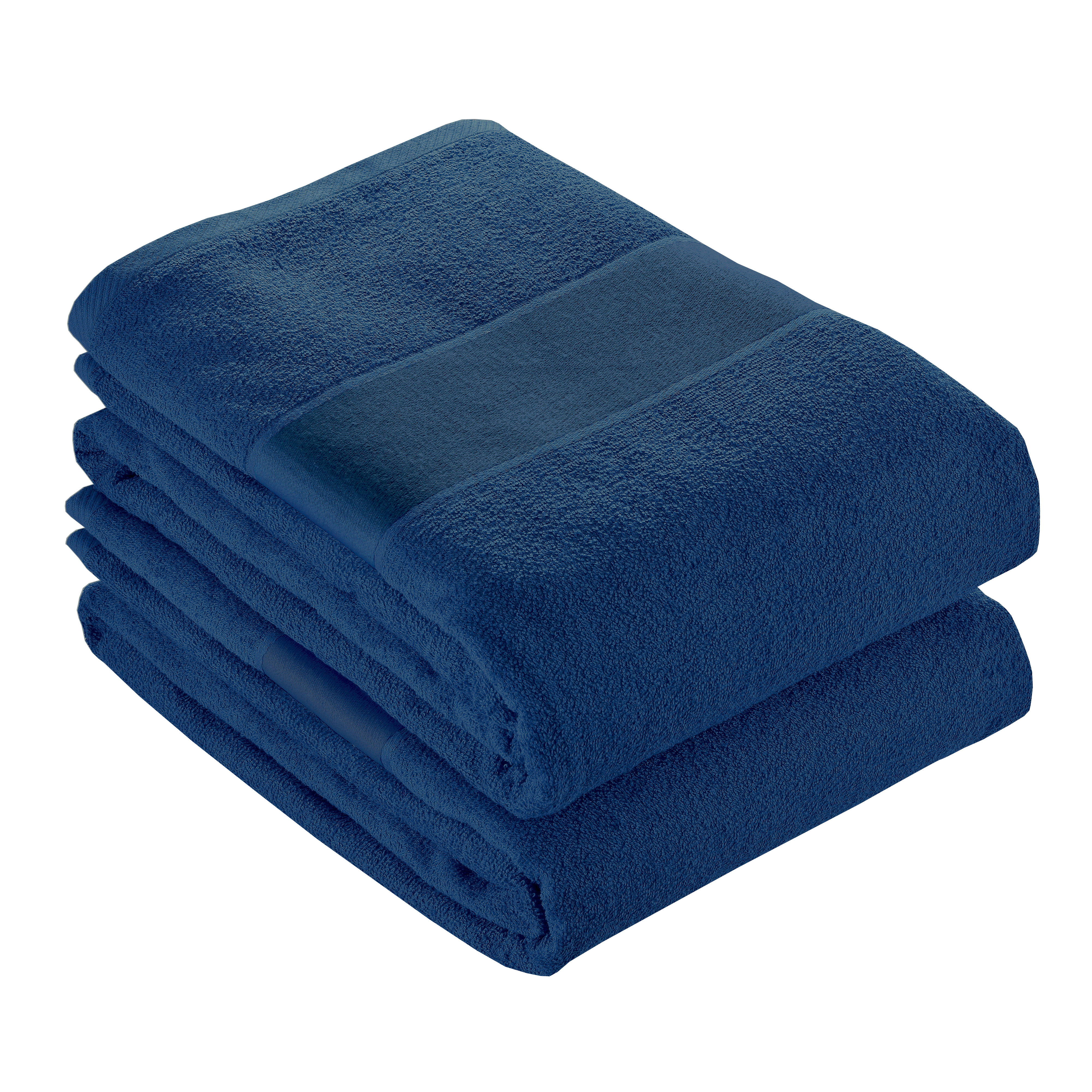 Cotton beach towel with polyester band printable Blue