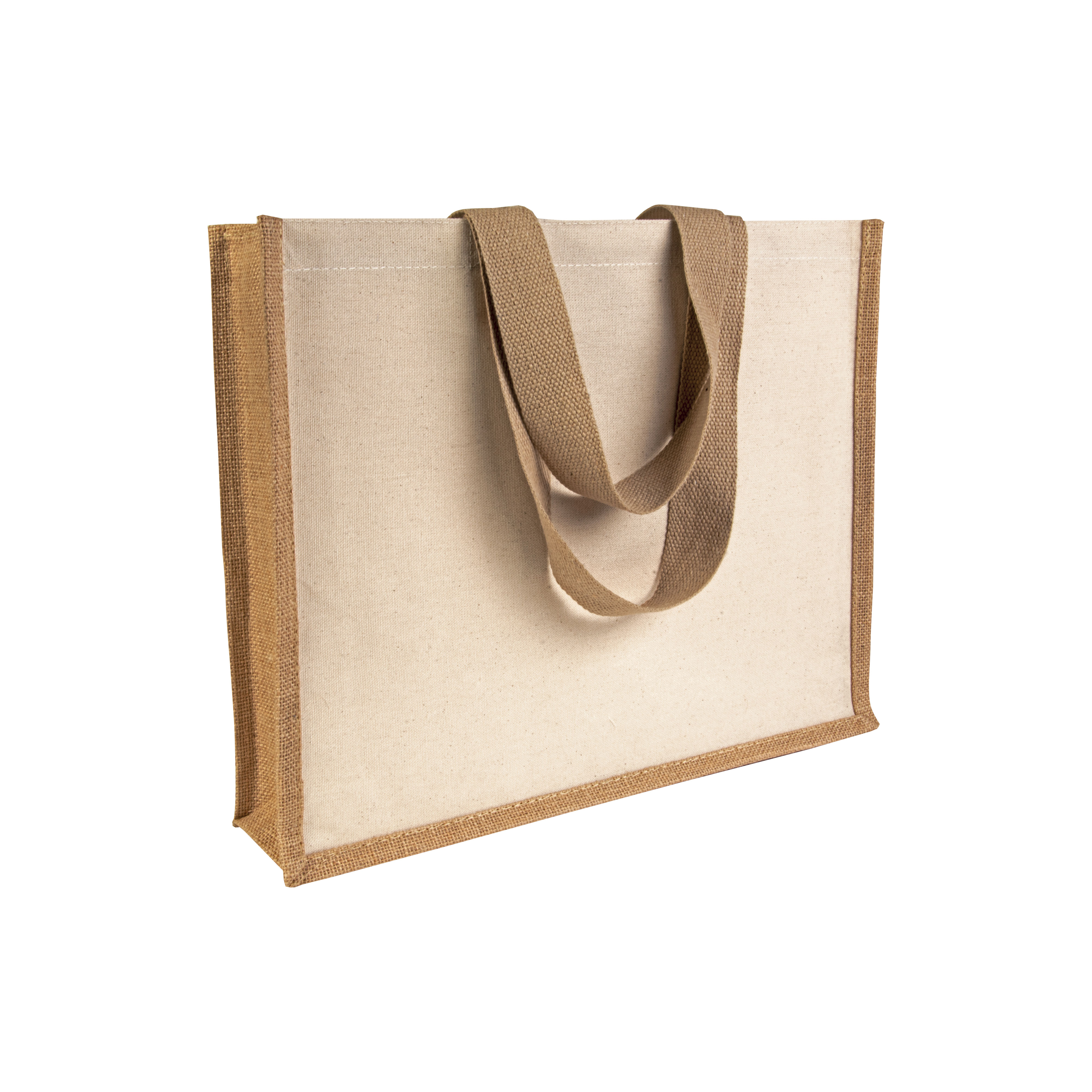 Canvas and Juta shopping bag with gusset at the base Natural