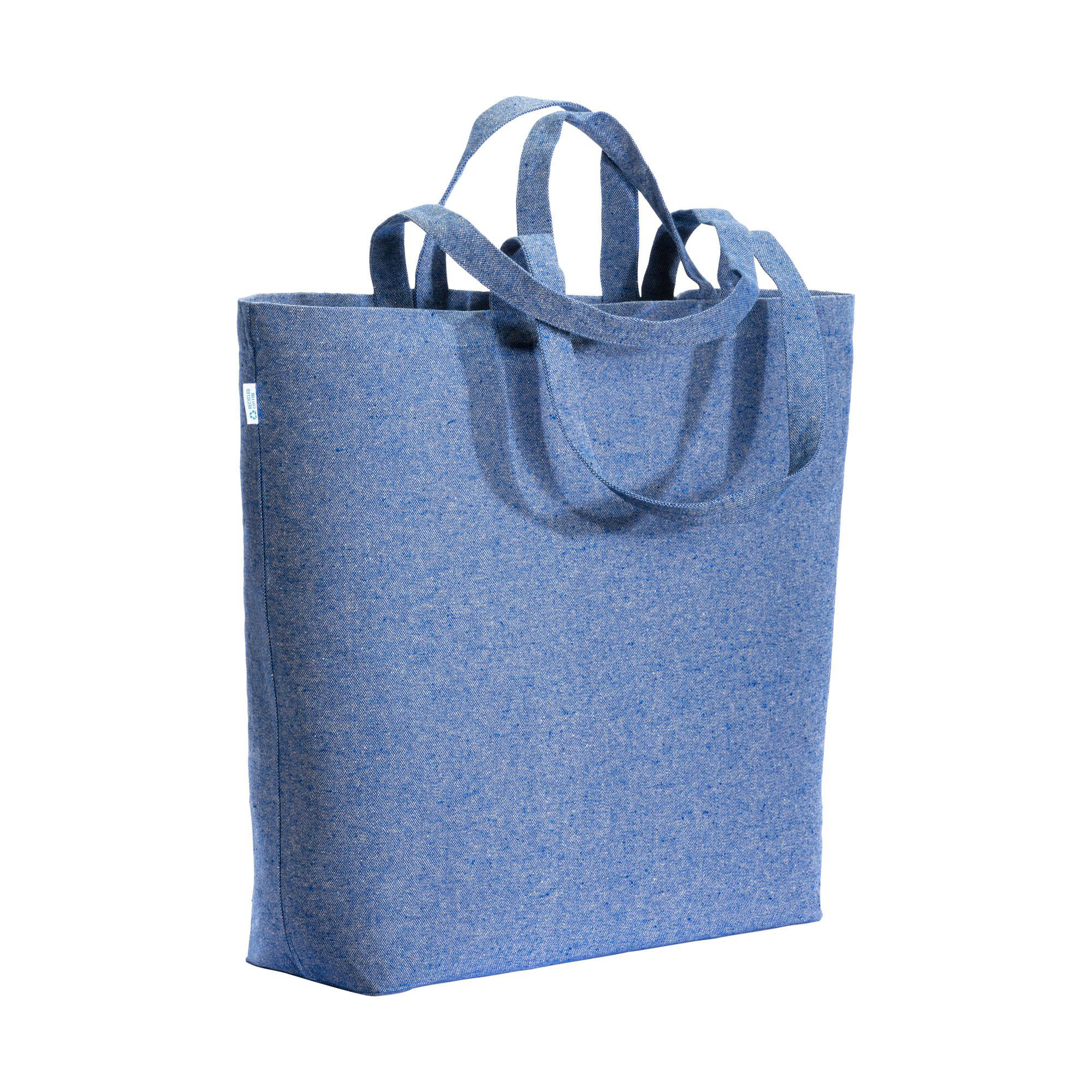 280 g/m2 recycled cotton shopper with gusset at base, double handles and inside pocket Royal