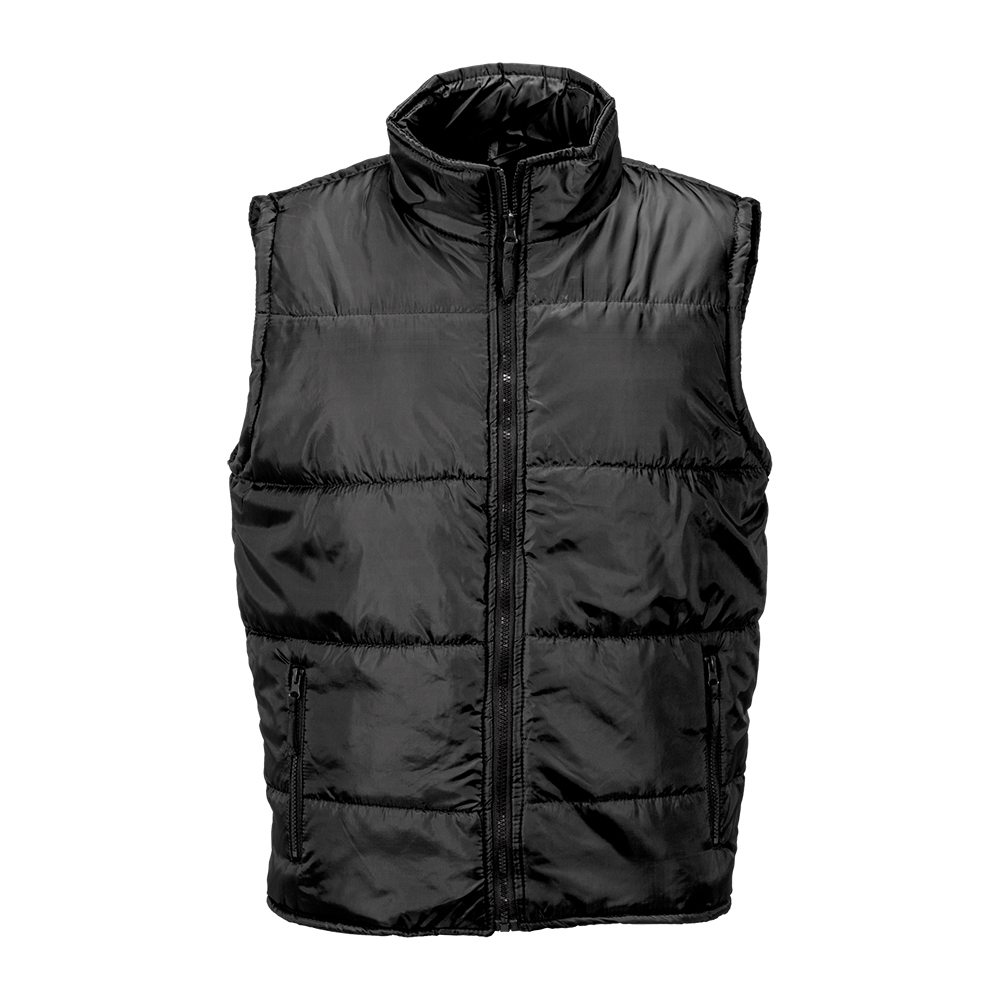 Padded and lined polyester vest with 2 zipped side pockets. Sizes: S/M/L/XL/XXL Black L