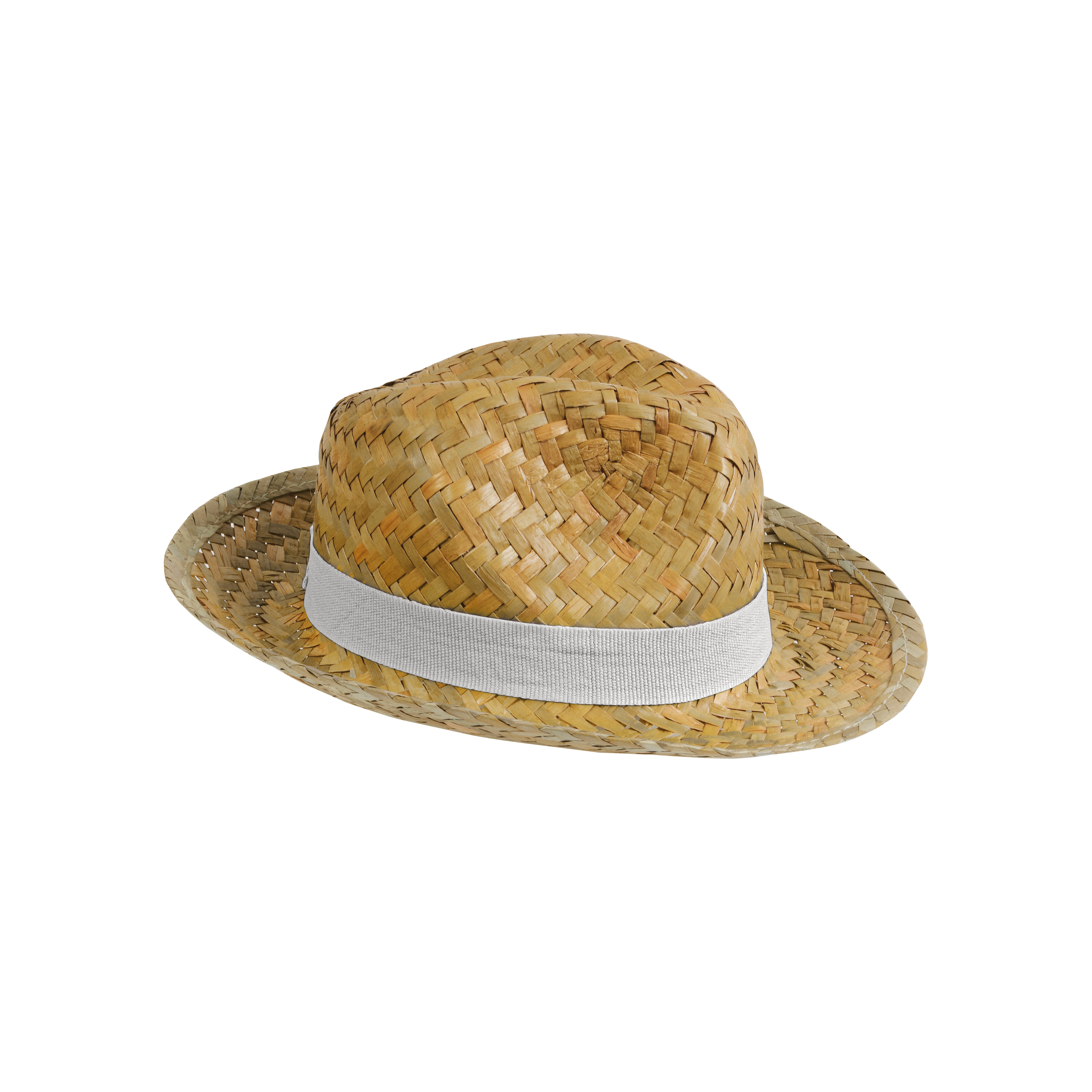 Straw hat with elastic band 3 cm applicabile and customizable White