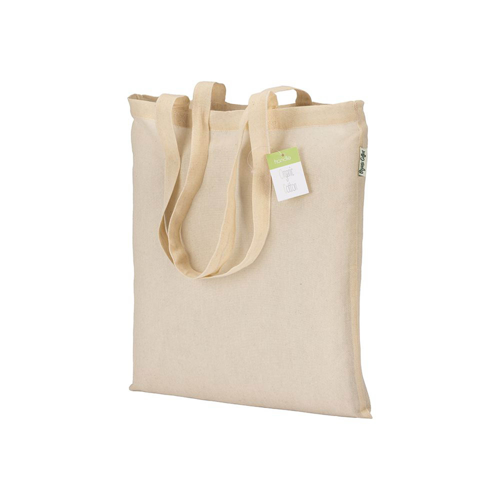 100 g/m2 organic cotton shopping bag, long handles Natural