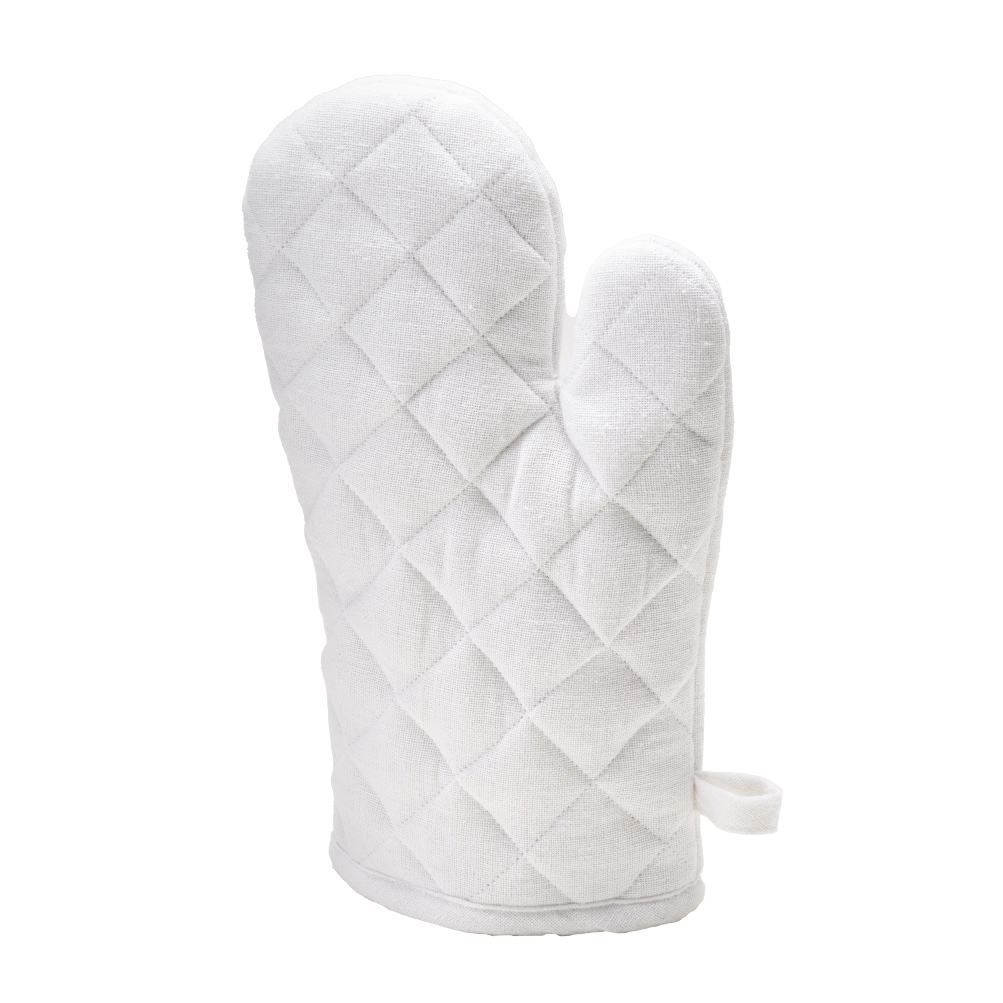 Recycled cotton kitchen oven glove with hooking loop White