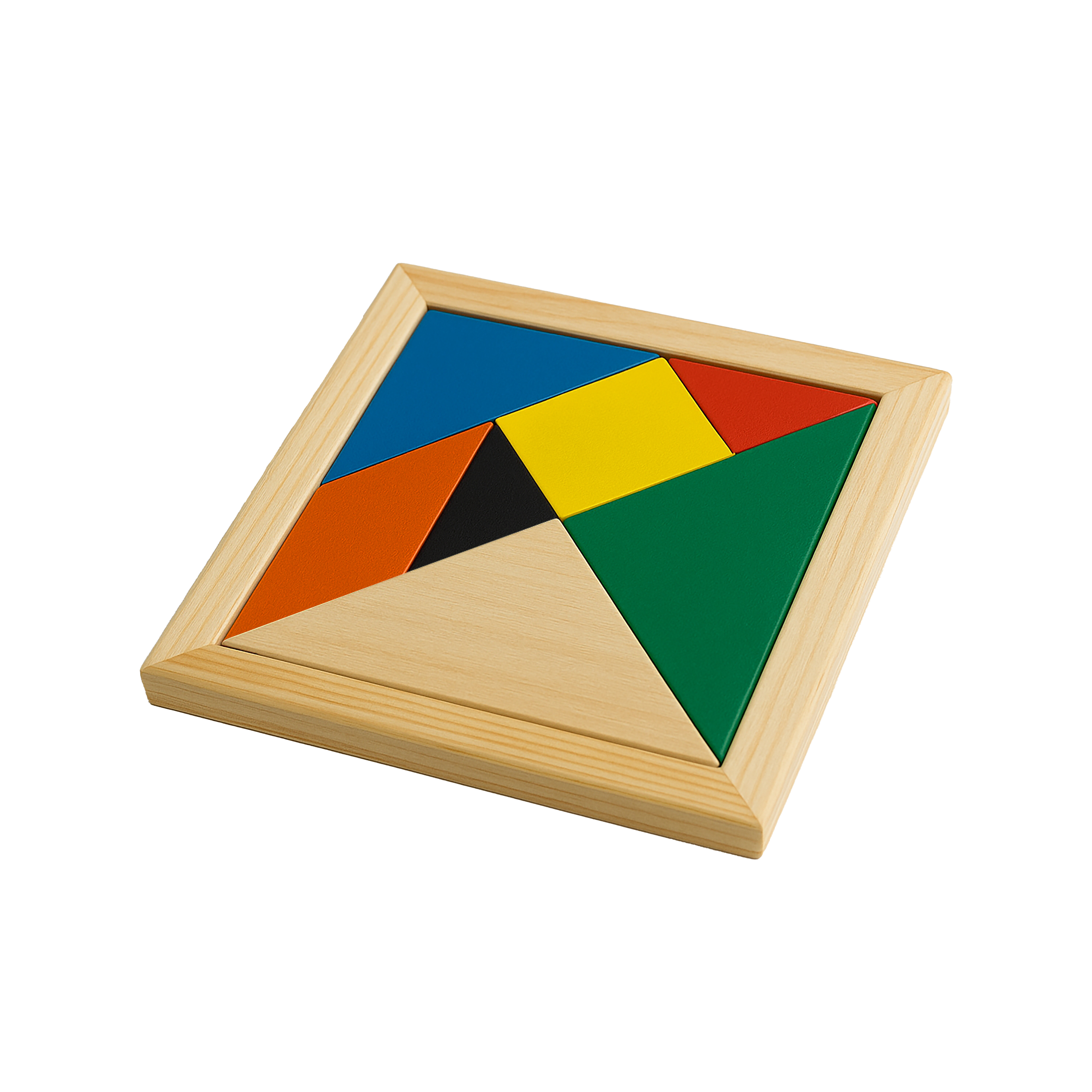Colored wooden tangram game, 7 pieces Multicolor