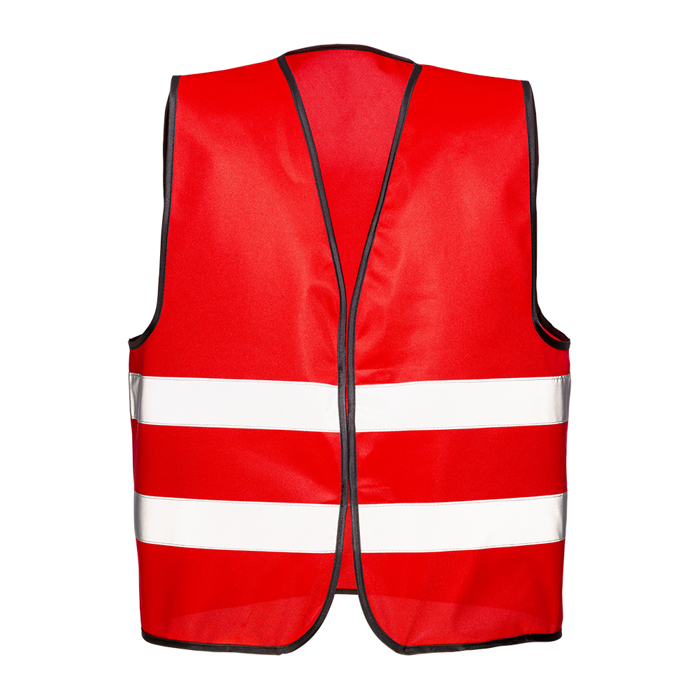 Promotional polyester vest with reflective tape and Velcro closure Red
