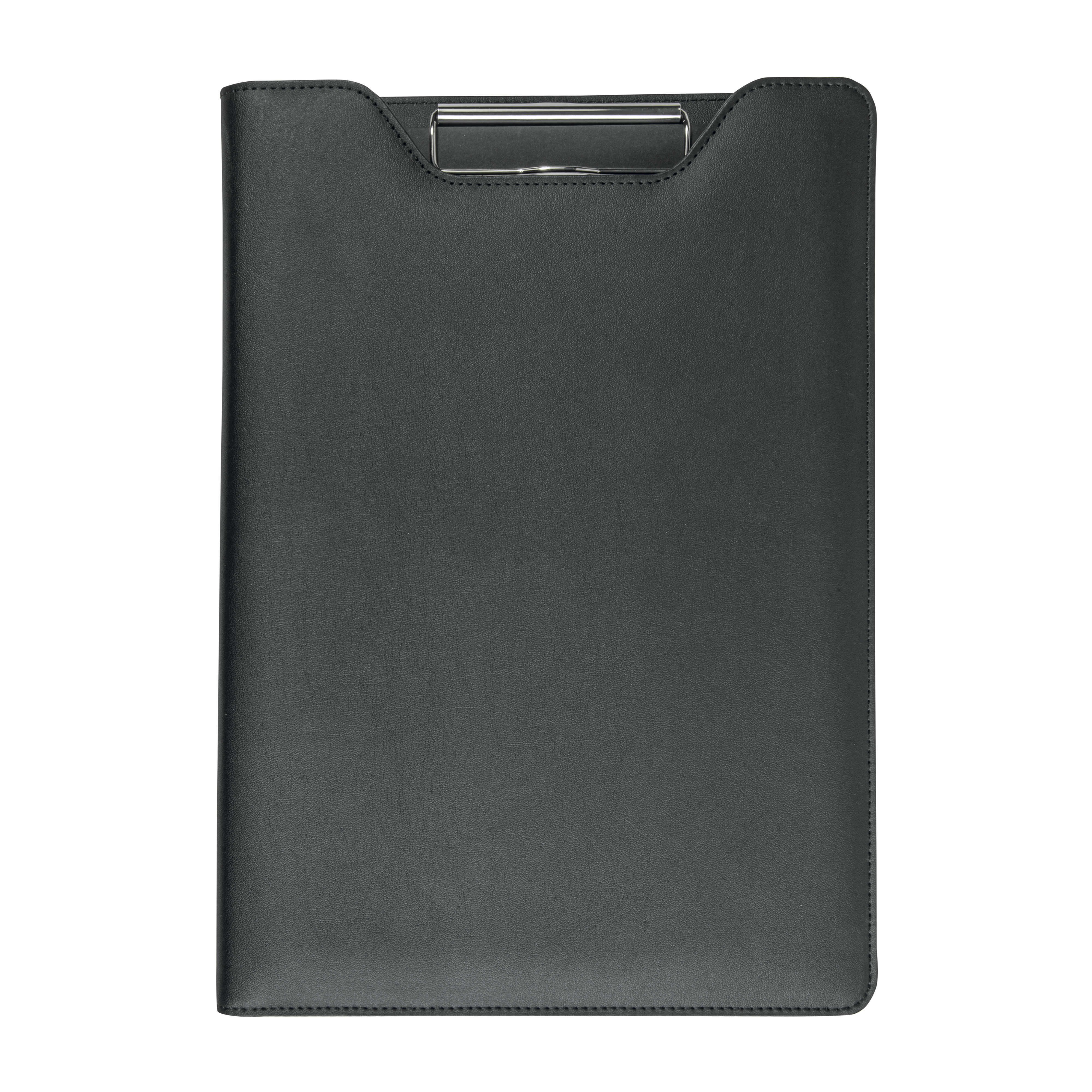 PU notepad holder folder. 20 ruled sheets notepad, metal spring Black