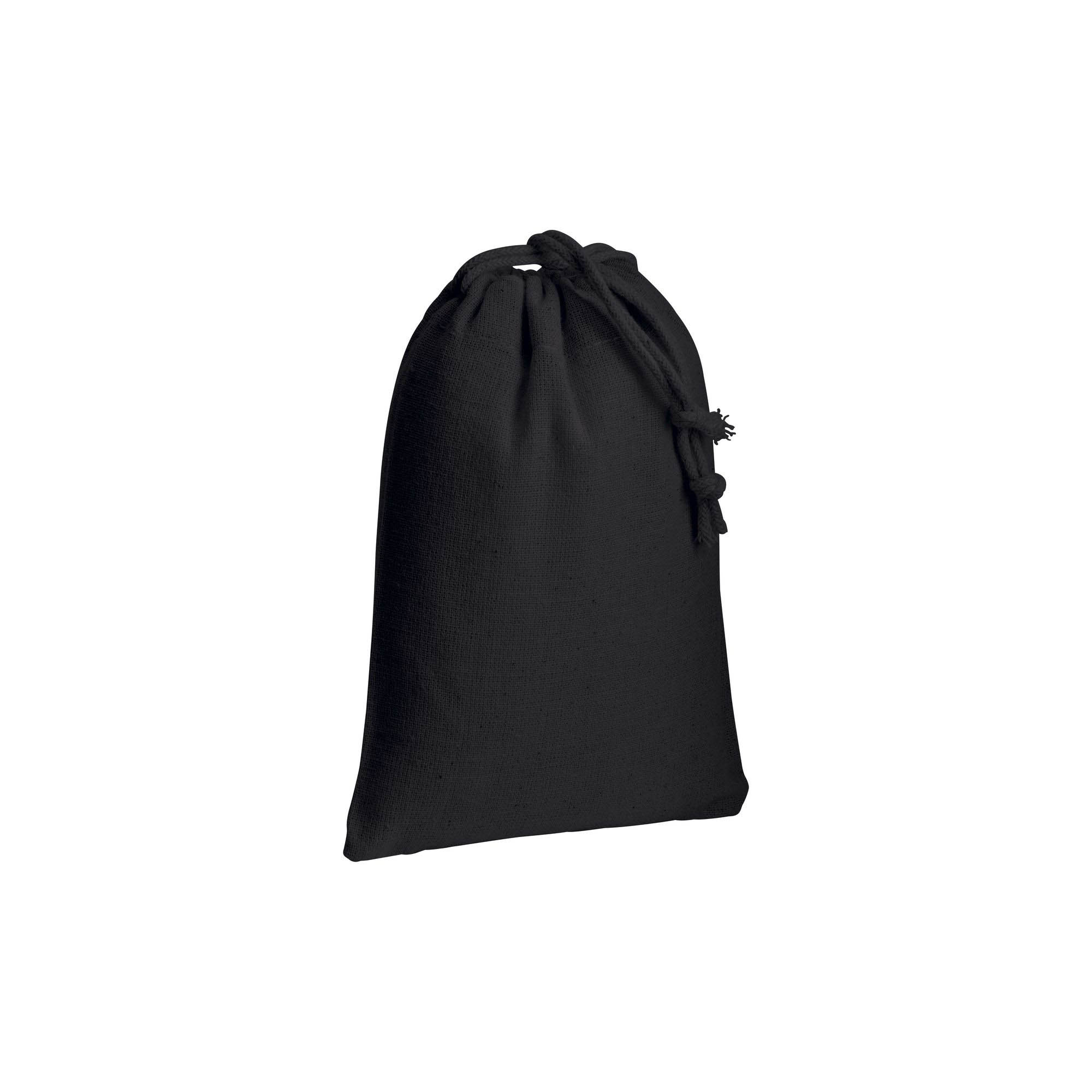 120 g/m2 cotton drawstring bag, 10 x 14 cm Black
