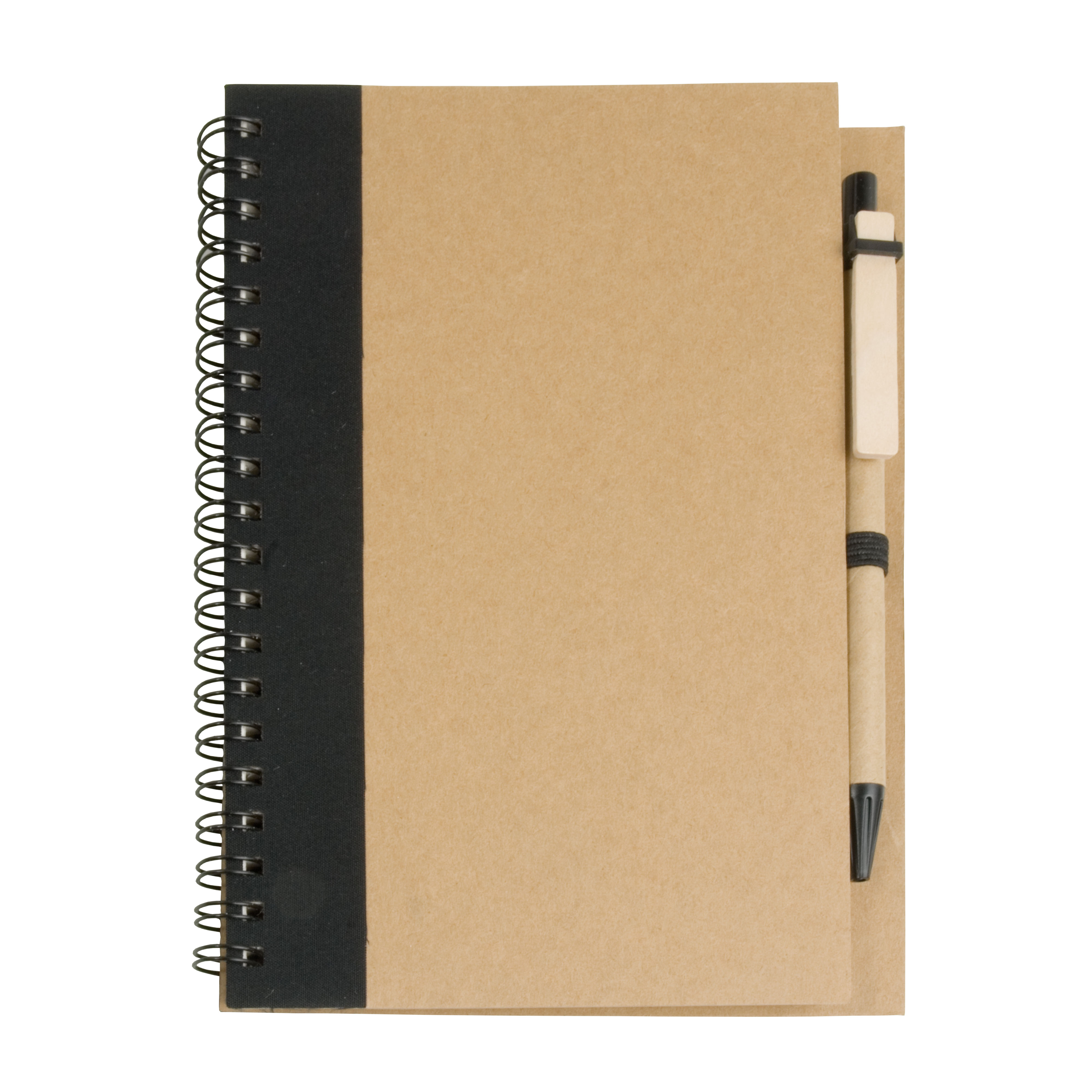 Ecycled-paper ring-bound notebook, blank sheets (70 pages) with cardboard pen Black