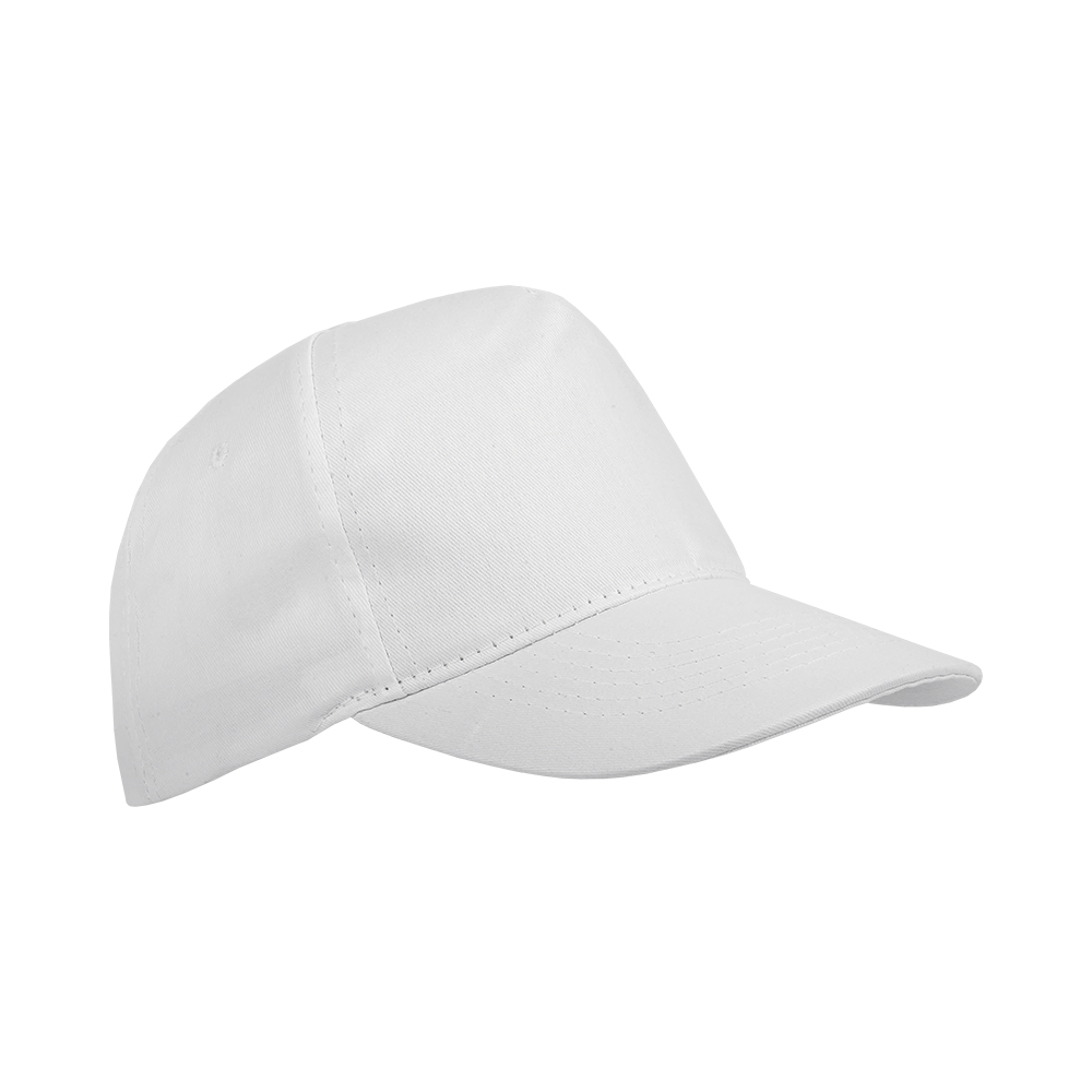 Cotton 5-panel cap with adjustable velcro strap (for kids) White