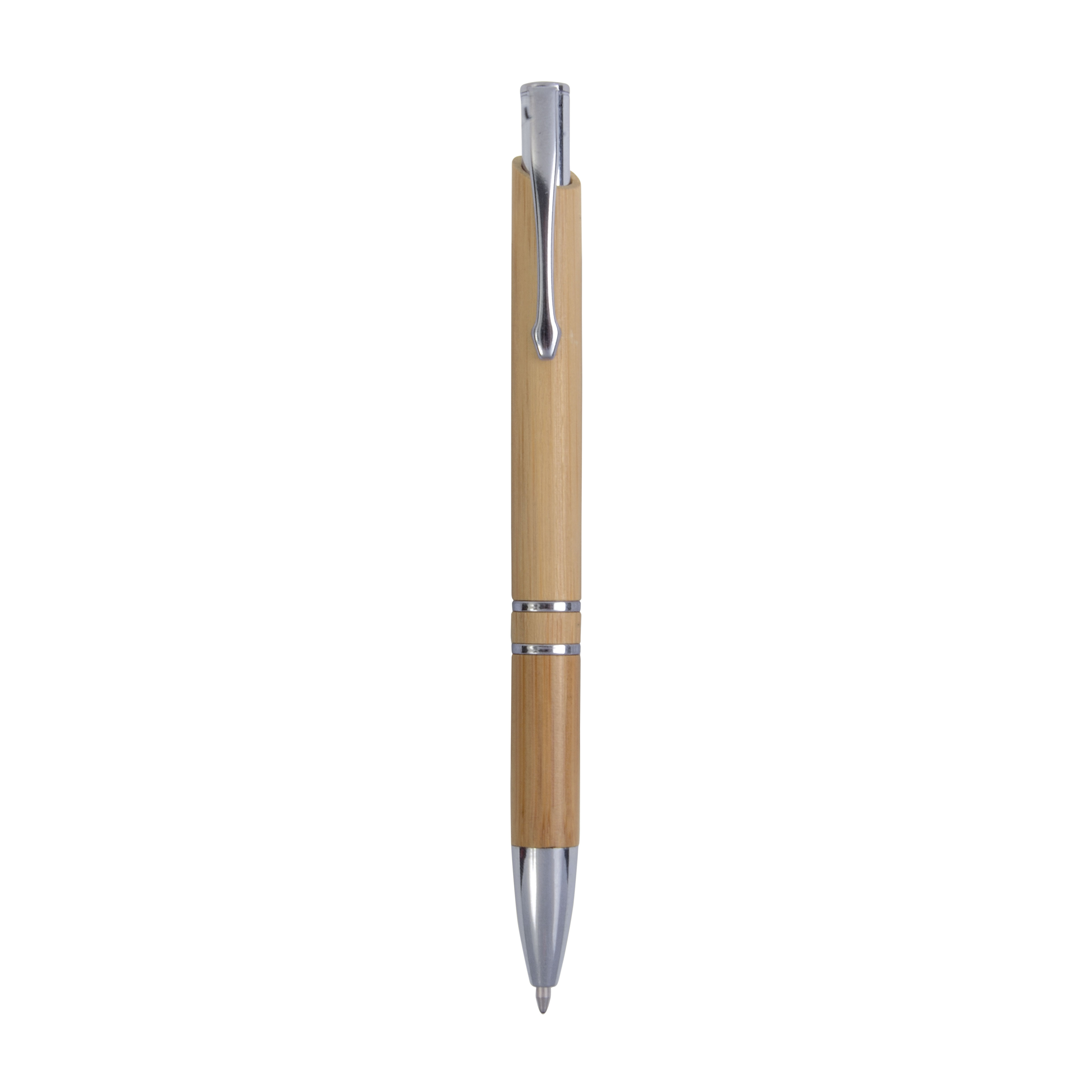 Push button ball pen in bamboo with chrome fittings Natural