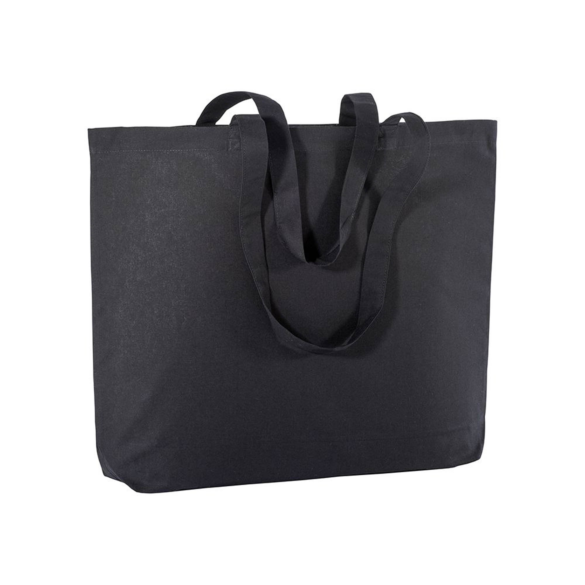 135 g/m2 cotton shopping bag, long handles and bottom gusset Black