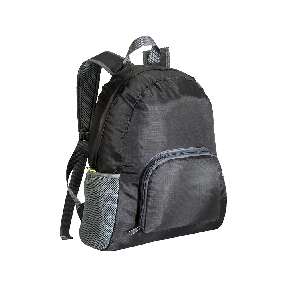 210D polyester ripstop foldable backpack, resealable in a pocket Black