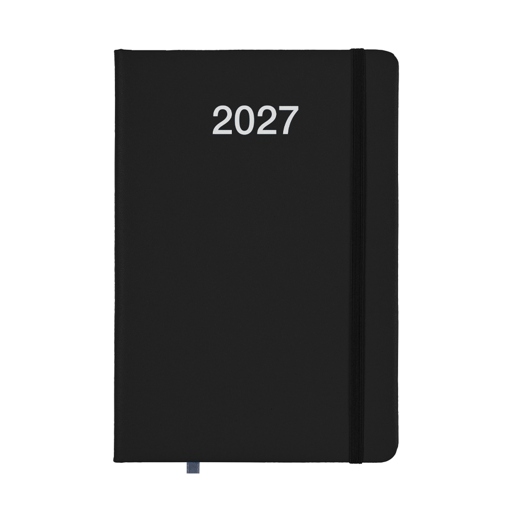 2027 weekly planner with hard PU cover Black