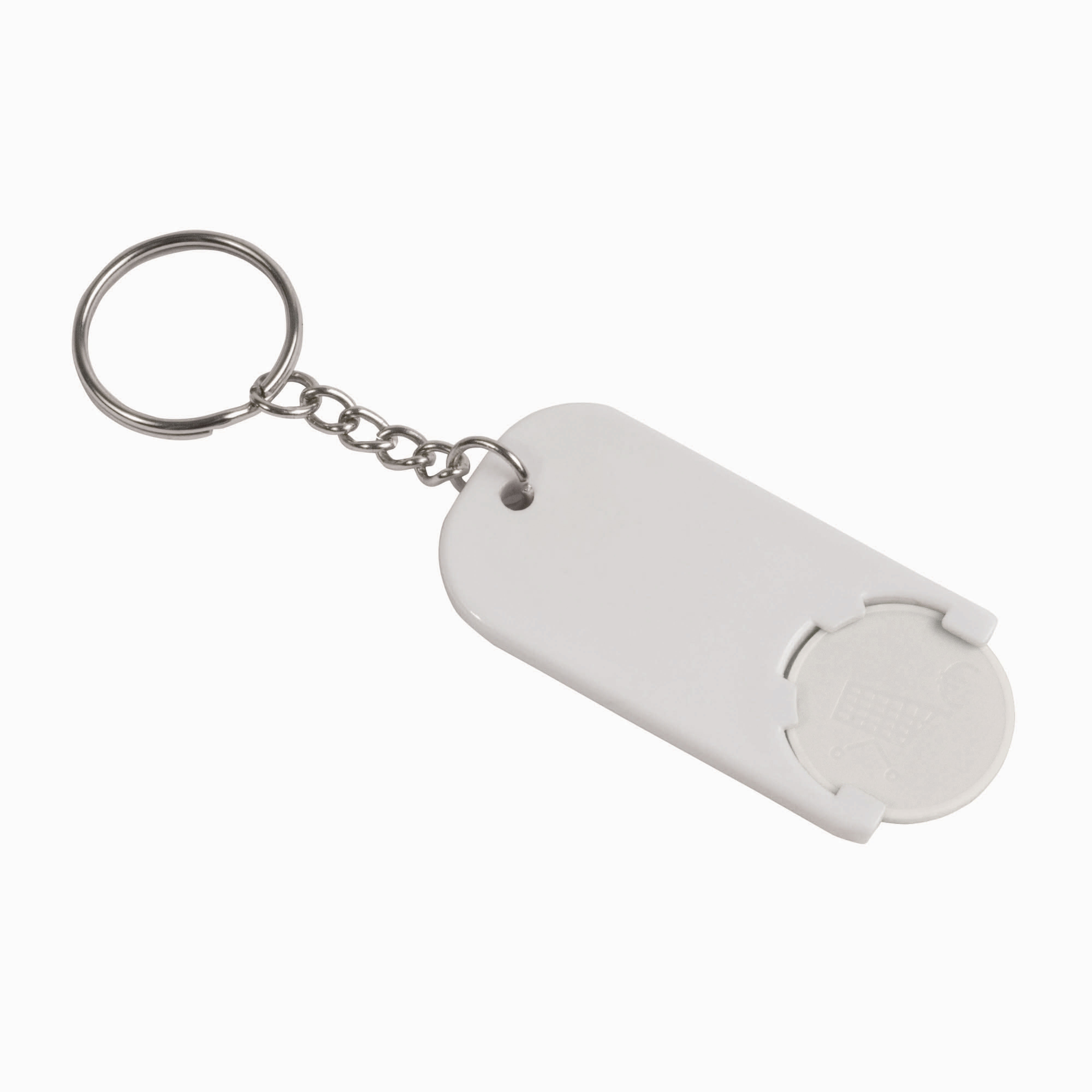 Plastic key ring with shopping trolley token White