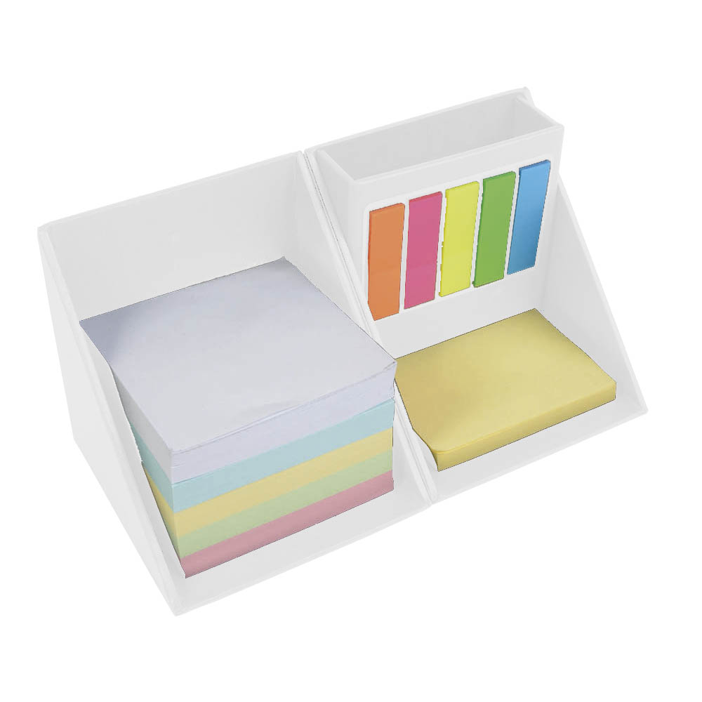 Sticky note holder and cubic cardboard penholder White