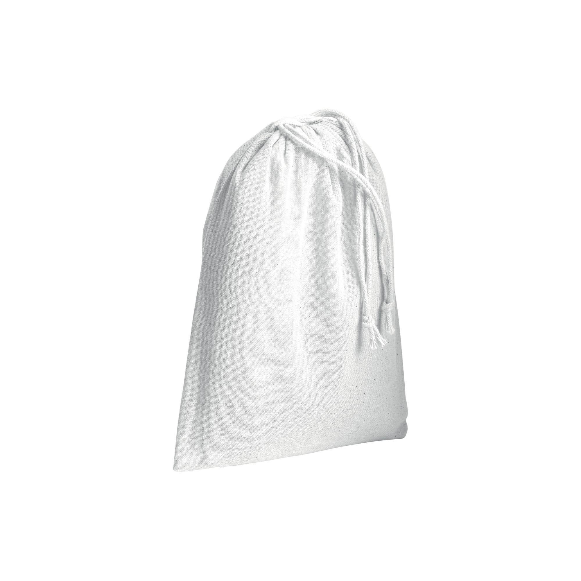 120 g/m2 cotton drawstring bag, 15 x 20 cm White