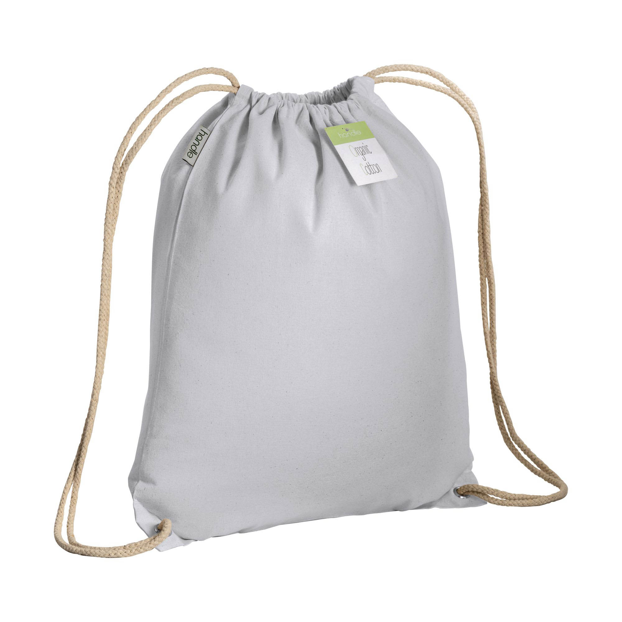 Organic cotton drawstring bag with reinforced corners White
