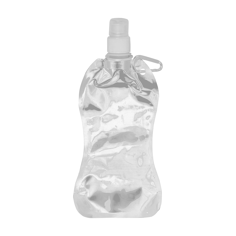 Foldable PE/PET BPA free water bottle (480ml), with snap hook White